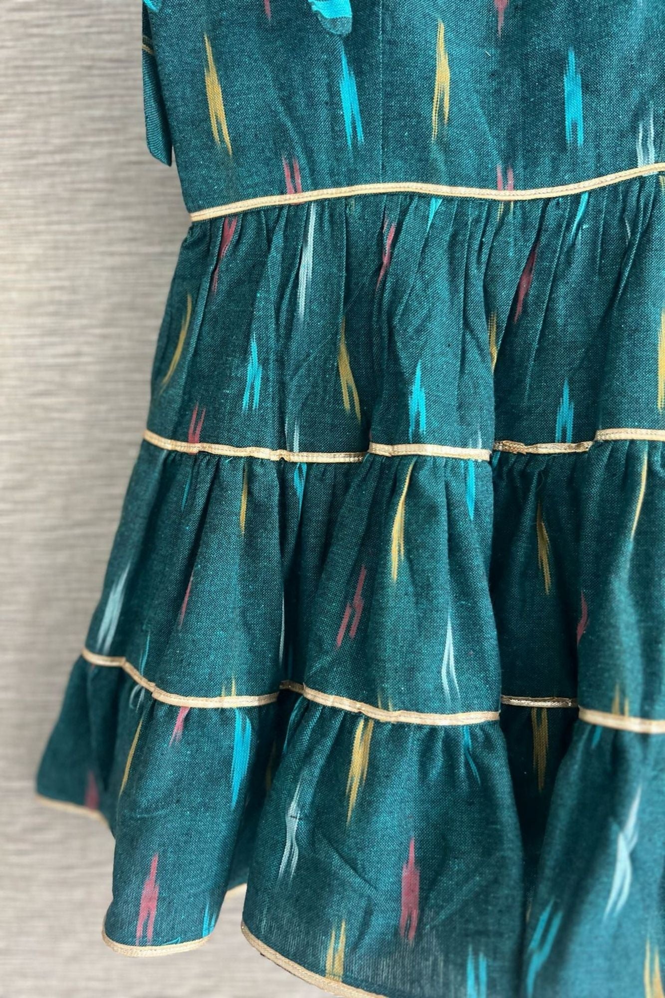 Pretty Emerald Ikat Layered Dress - Chenance