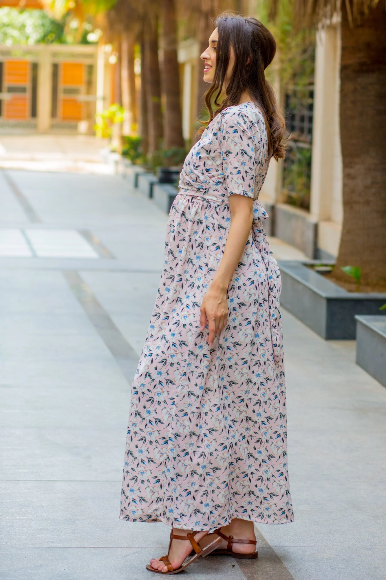 Pristine Pink Maternity & Nursing Wrap Dress - Chenance