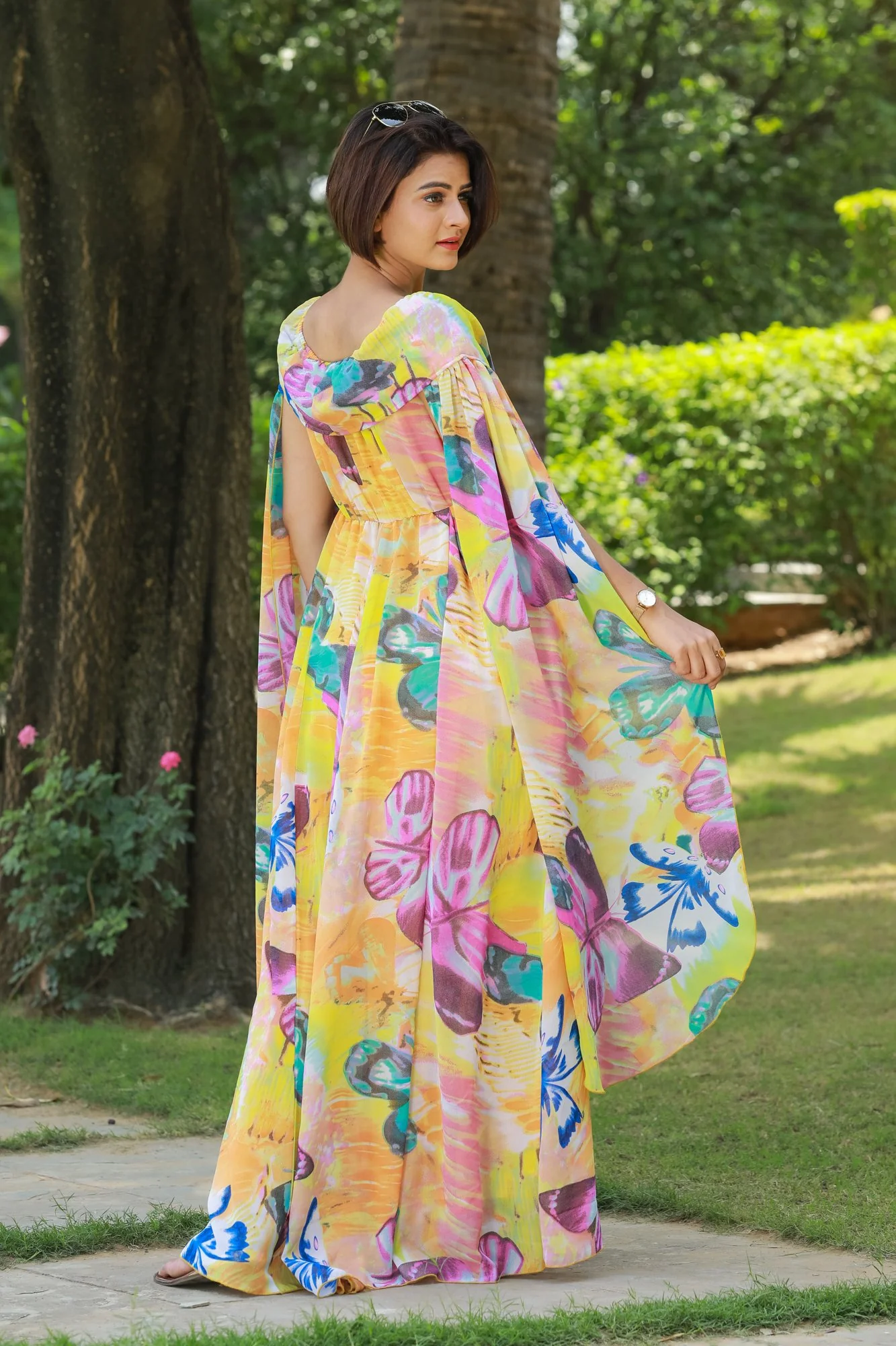 Butterfly Flying Sleeves Maternity & Nursing Dress - Chenance