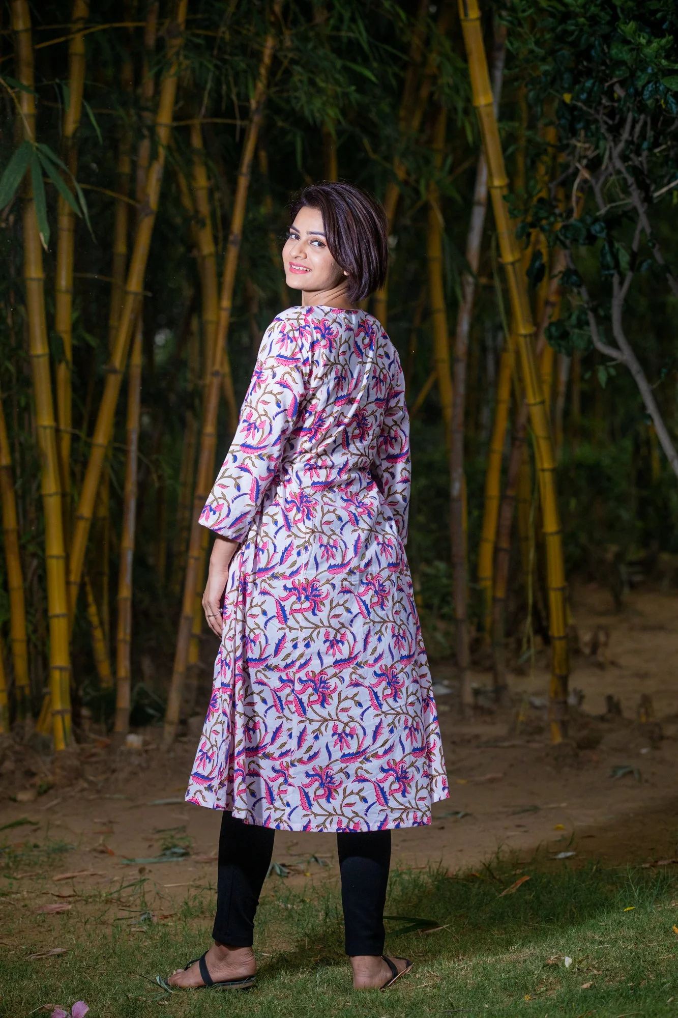 Salmon Floral Maternity & Nursing Kurta - Chenance