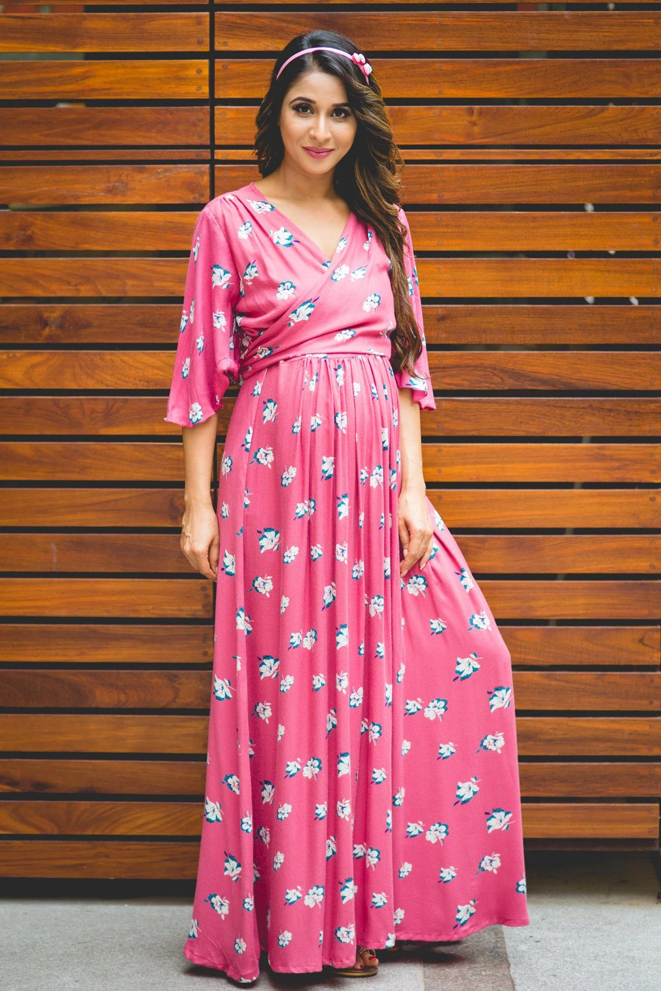 Pink Glow Lilly Maternity & Nursing Wrap Dress - Chenance