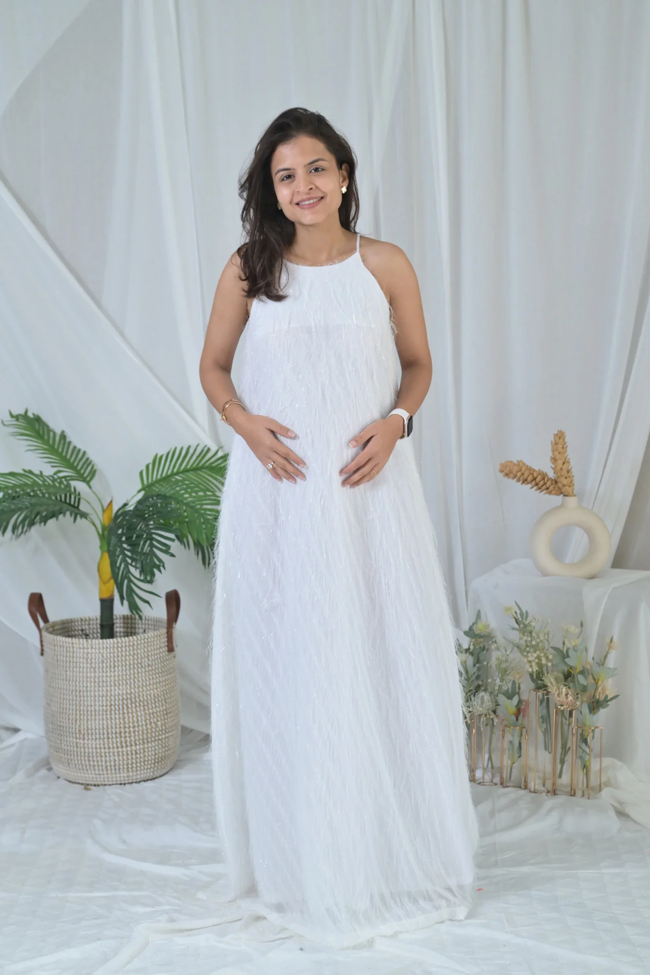 Luxe Frosted White Maternity Gown - Chenance