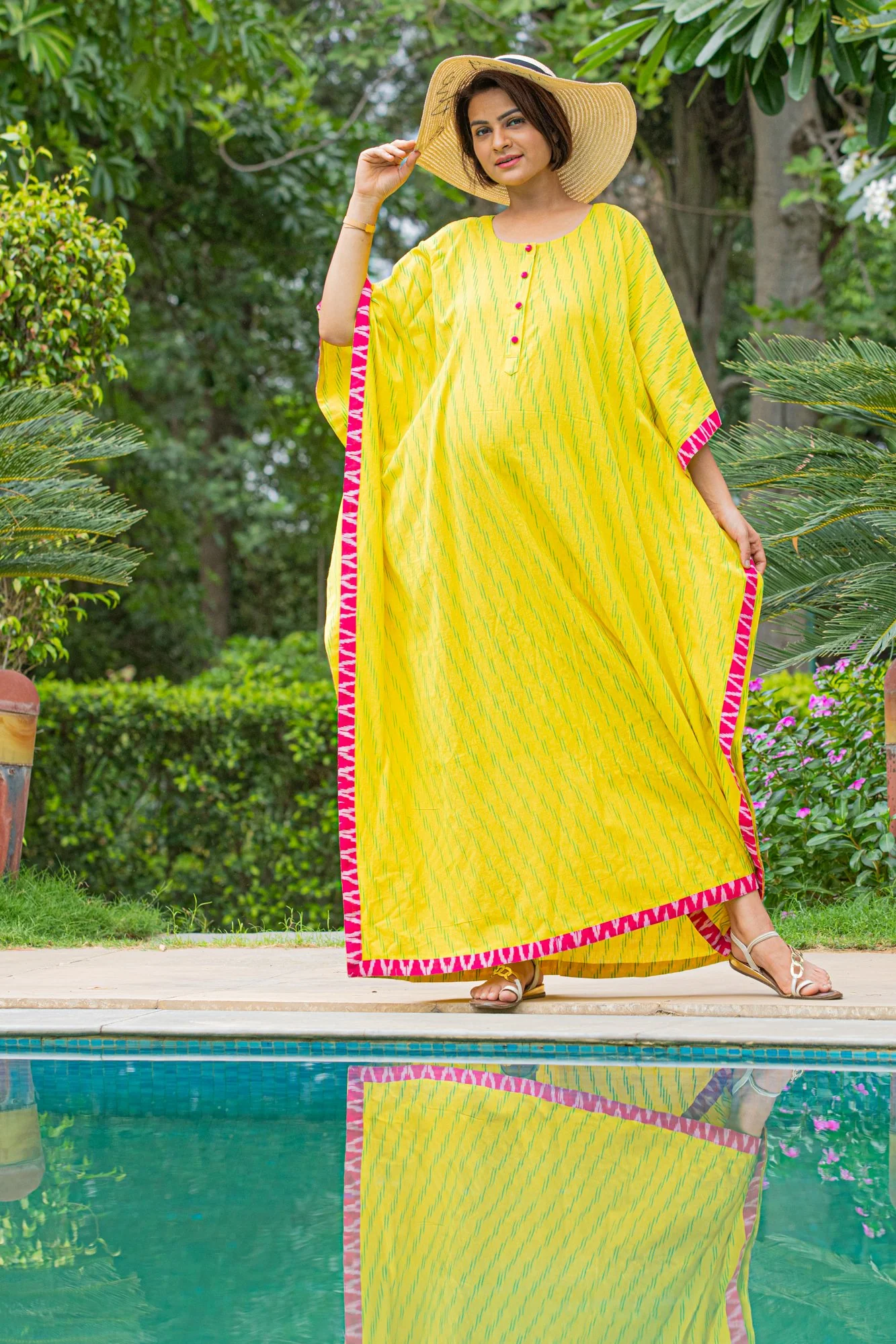Canary Yellow Maternity & Nursing Kaftan Dress - Chenance