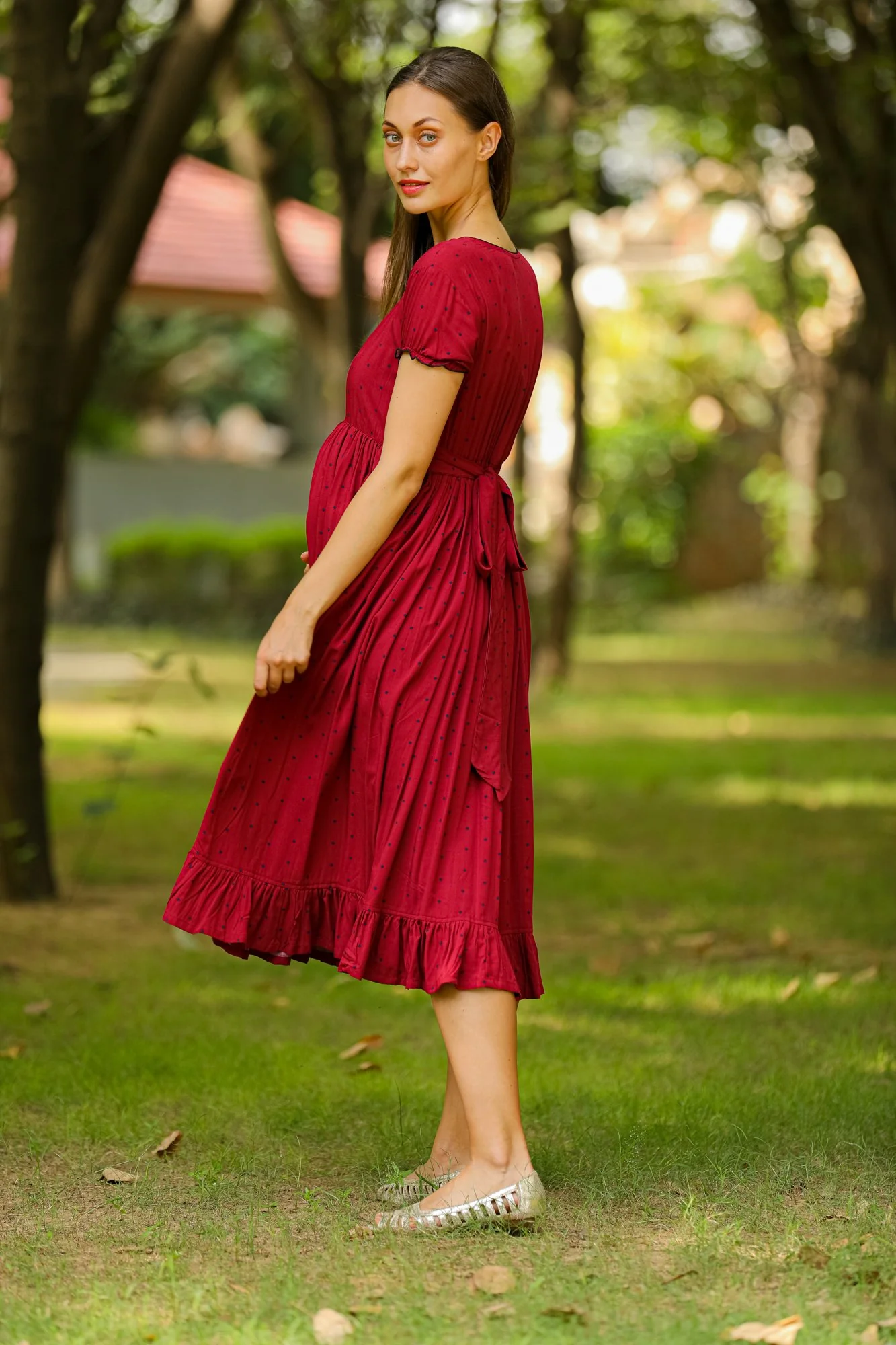 Rosy Sprinkle Maternity Dress - Chenance