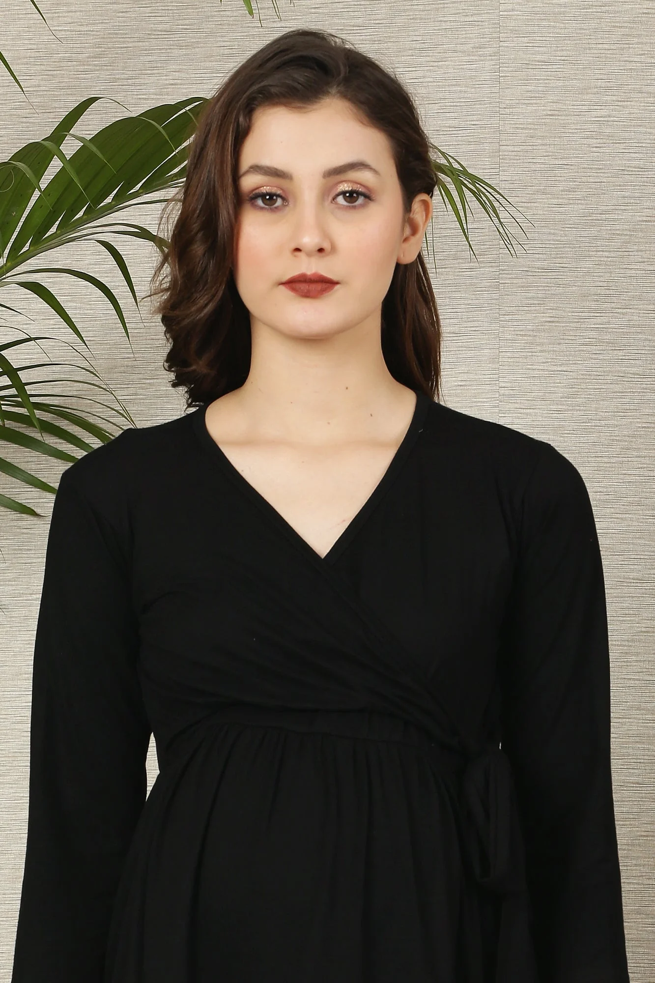 Rich Black Maternity & Nursing Wrap Top - Chenance