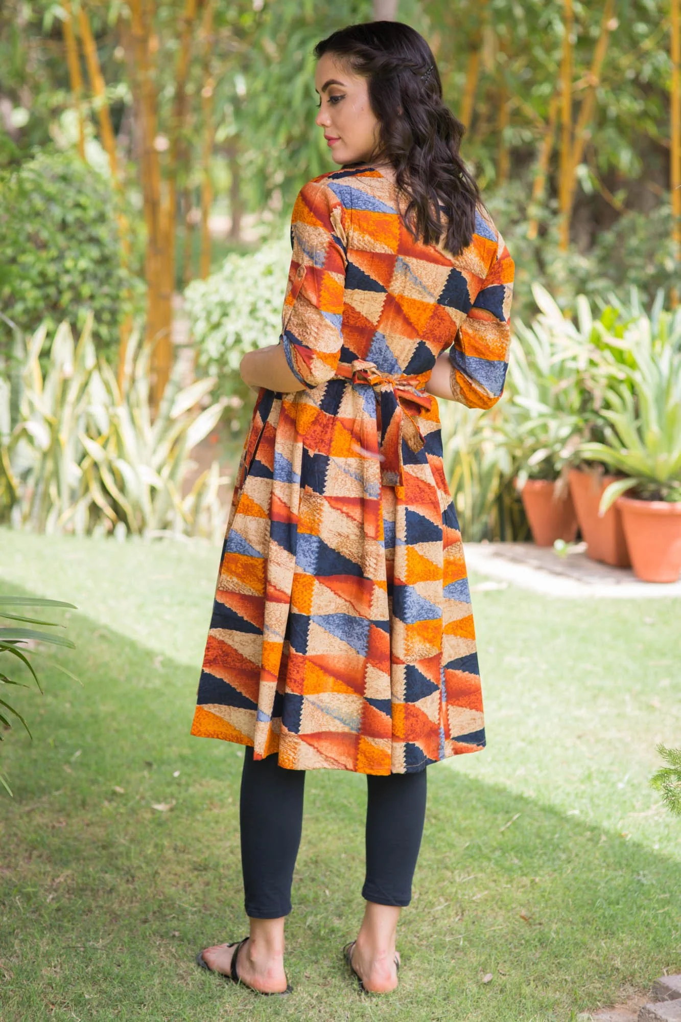 Marigold Abstract Maternity & Nursing Kurta Dress - Chenance