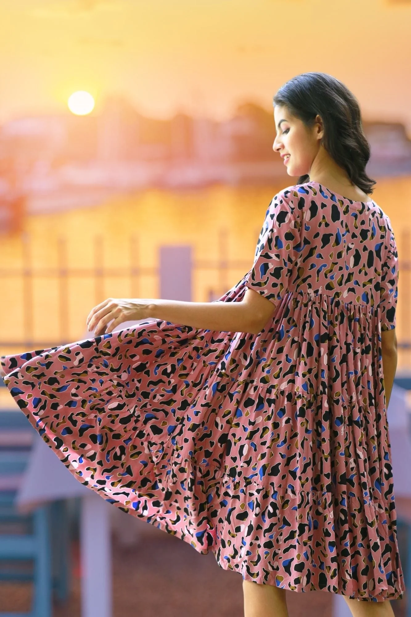 Rouge Animal Print Maternity & Nursing Layered Dress - Chenance