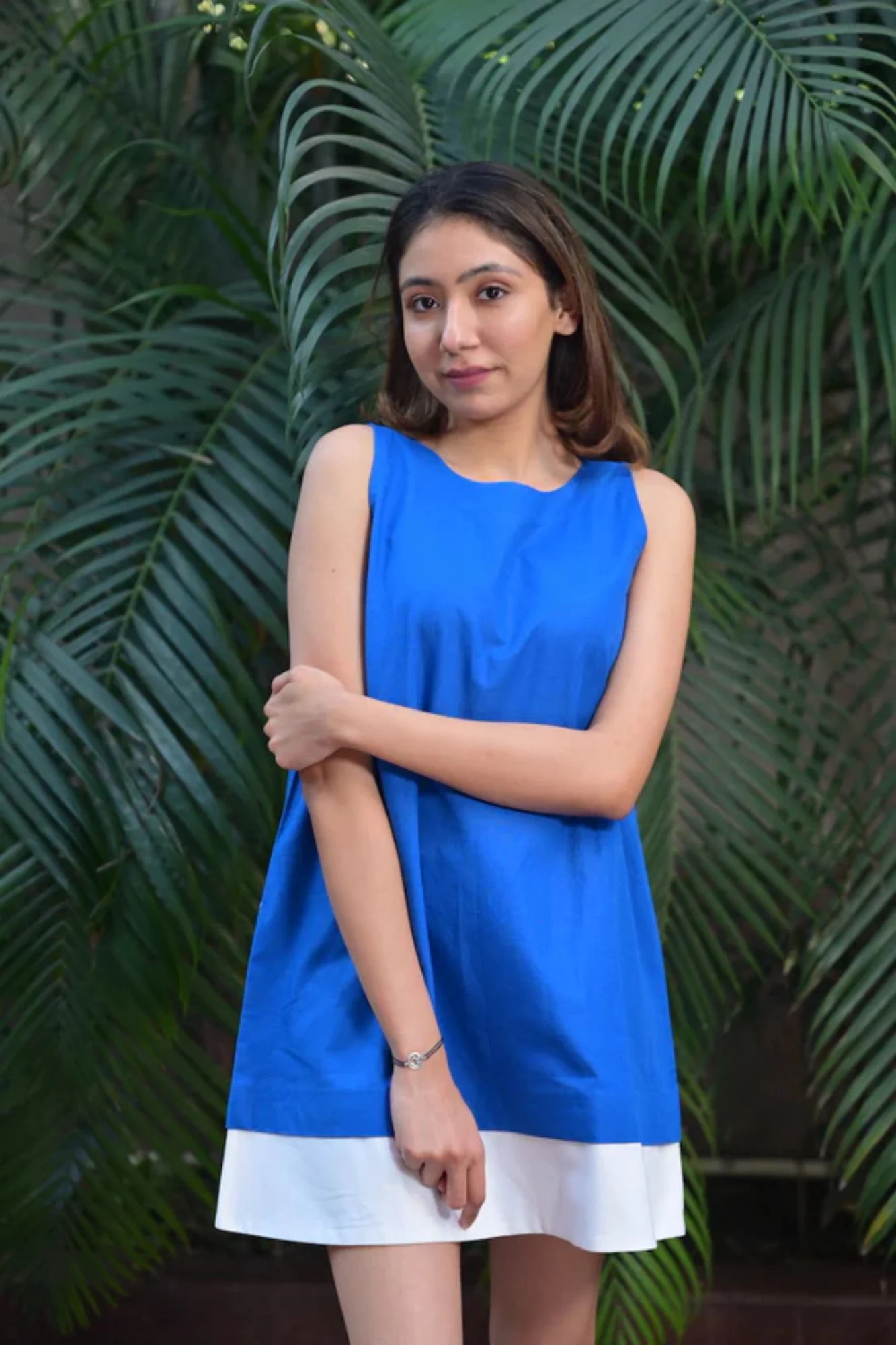 Blue and White Maternity A-Linen Dress - Chenance