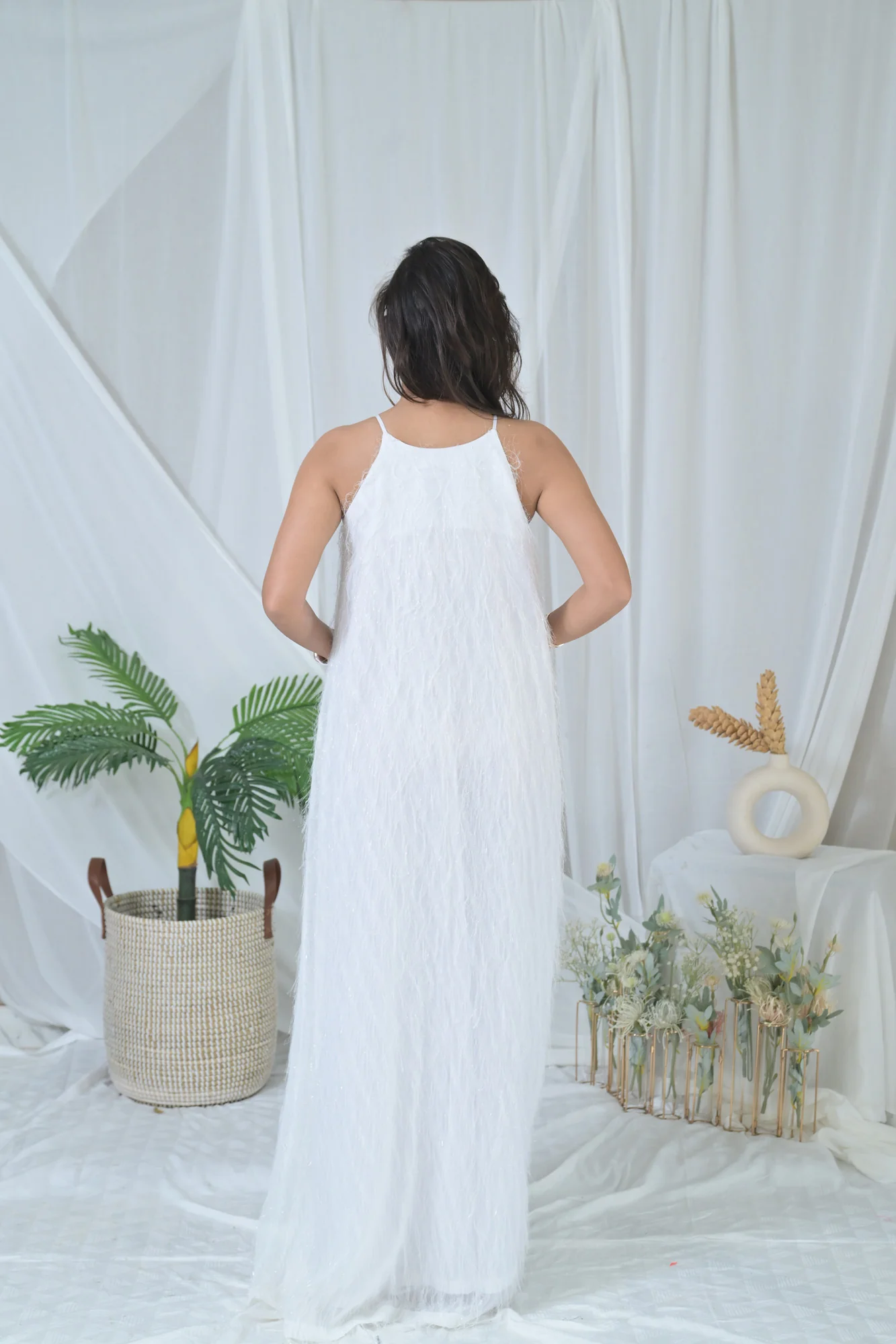 Luxe Frosted White Maternity Gown - Chenance