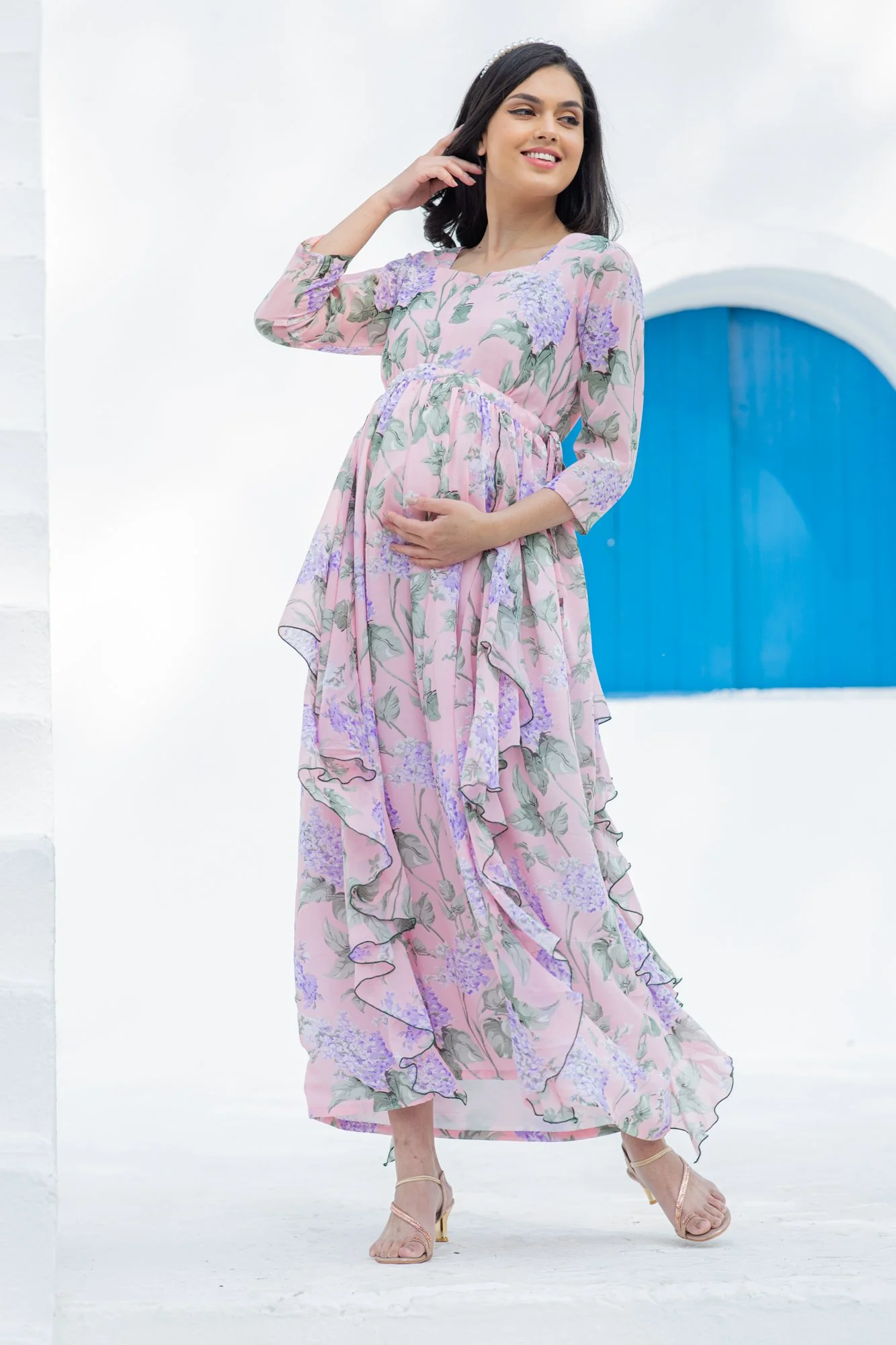 Serene Blossom Maternity & Nursing Flow Dress - Chenance