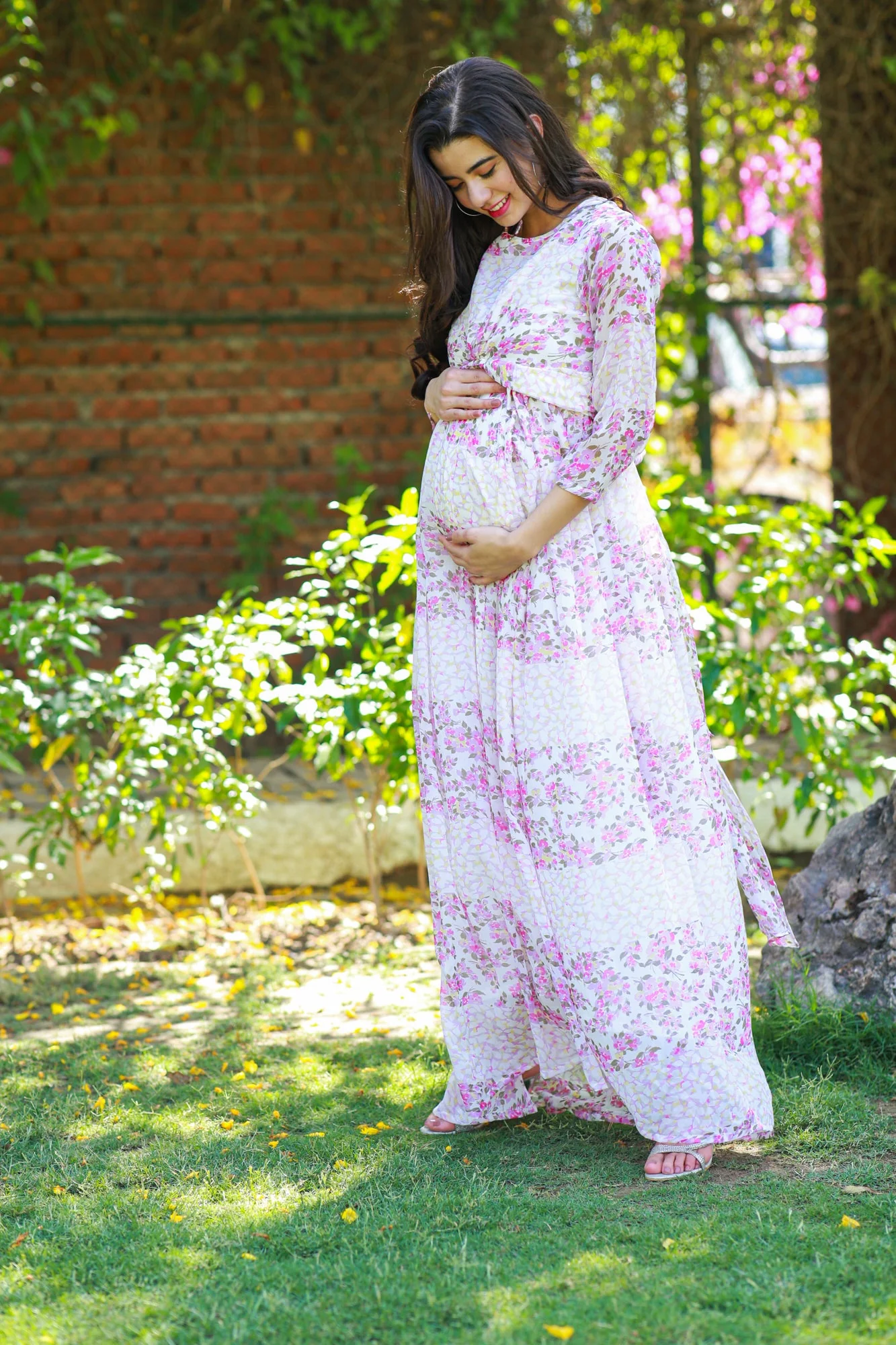 Luxe Rosy Pink Maternity Knot Dress - Chenance