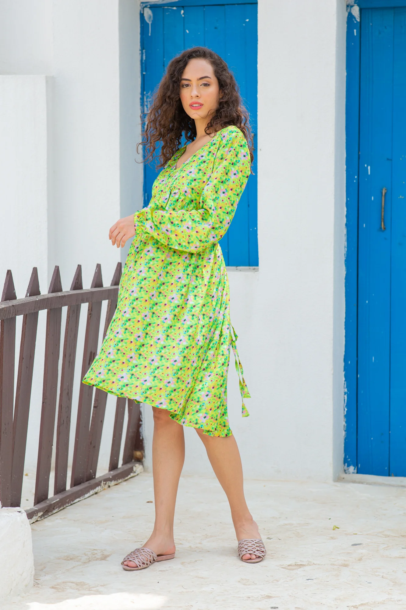 Paradise Floral Garden Maternity Satin Knee Dress - Chenance