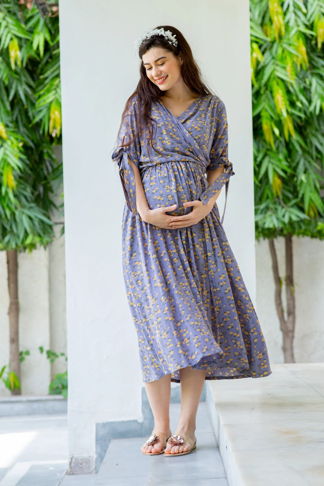 Mulberry Maternity & Nursing Midi Wrap Dress - Chenance
