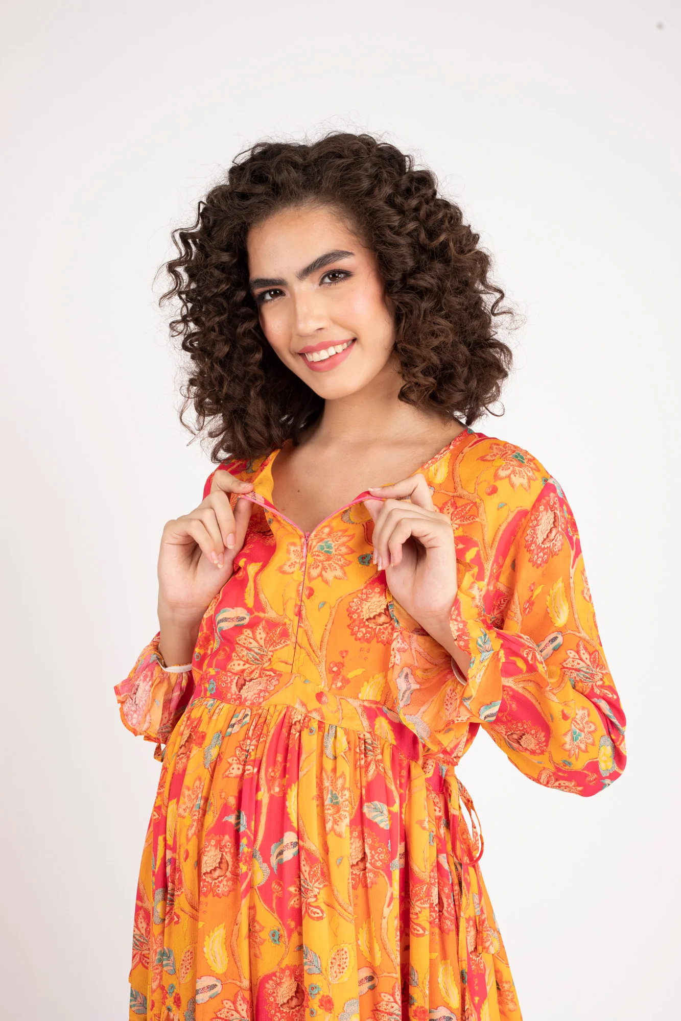 Pumpkin Red Maternity & Nursing Layer Dress - Chenance