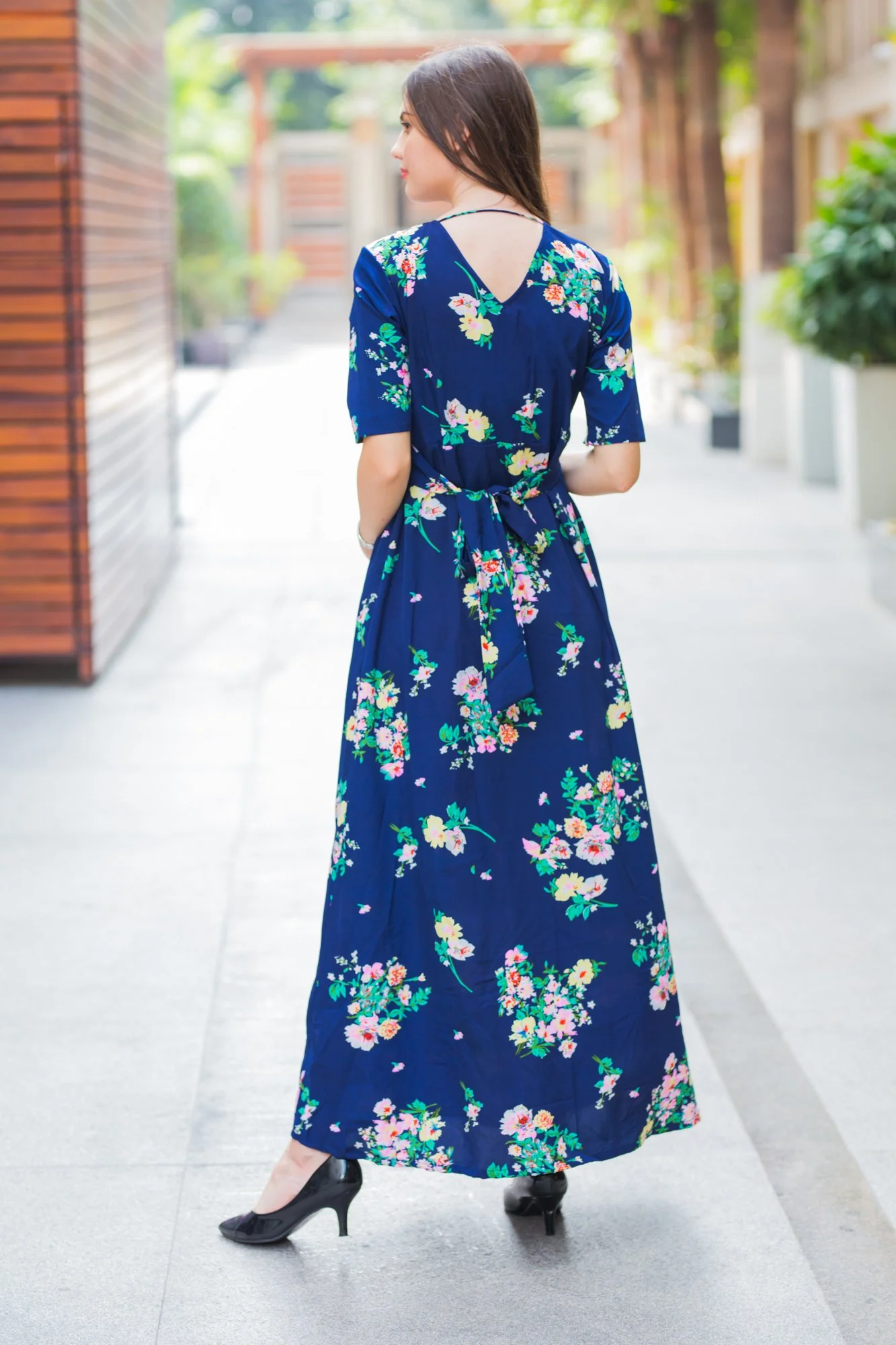 Midnight Blue Maternity & Nursing Wrap Dress - Chenance