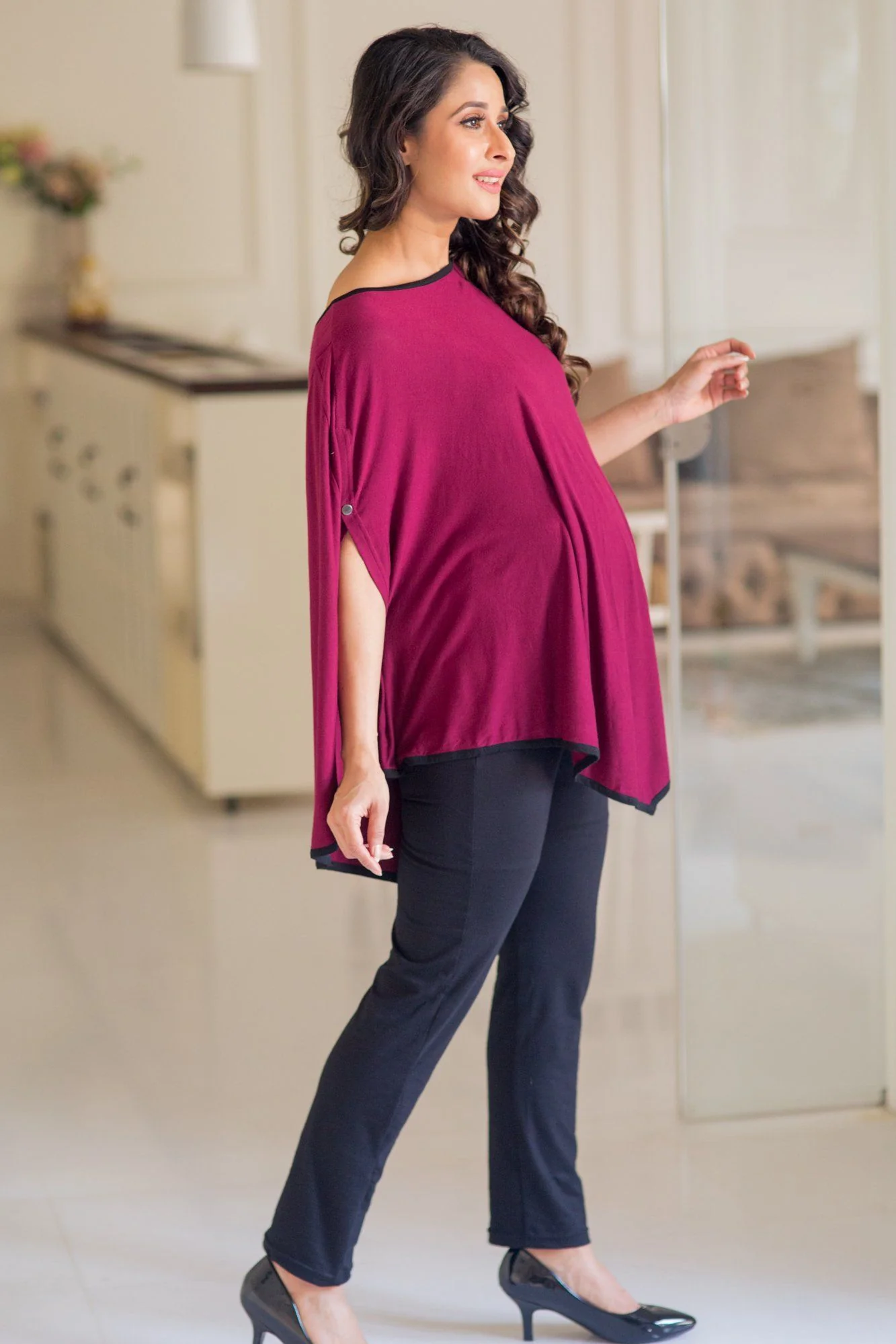 Sangria Asymmetrical Nursing Top - Chenance