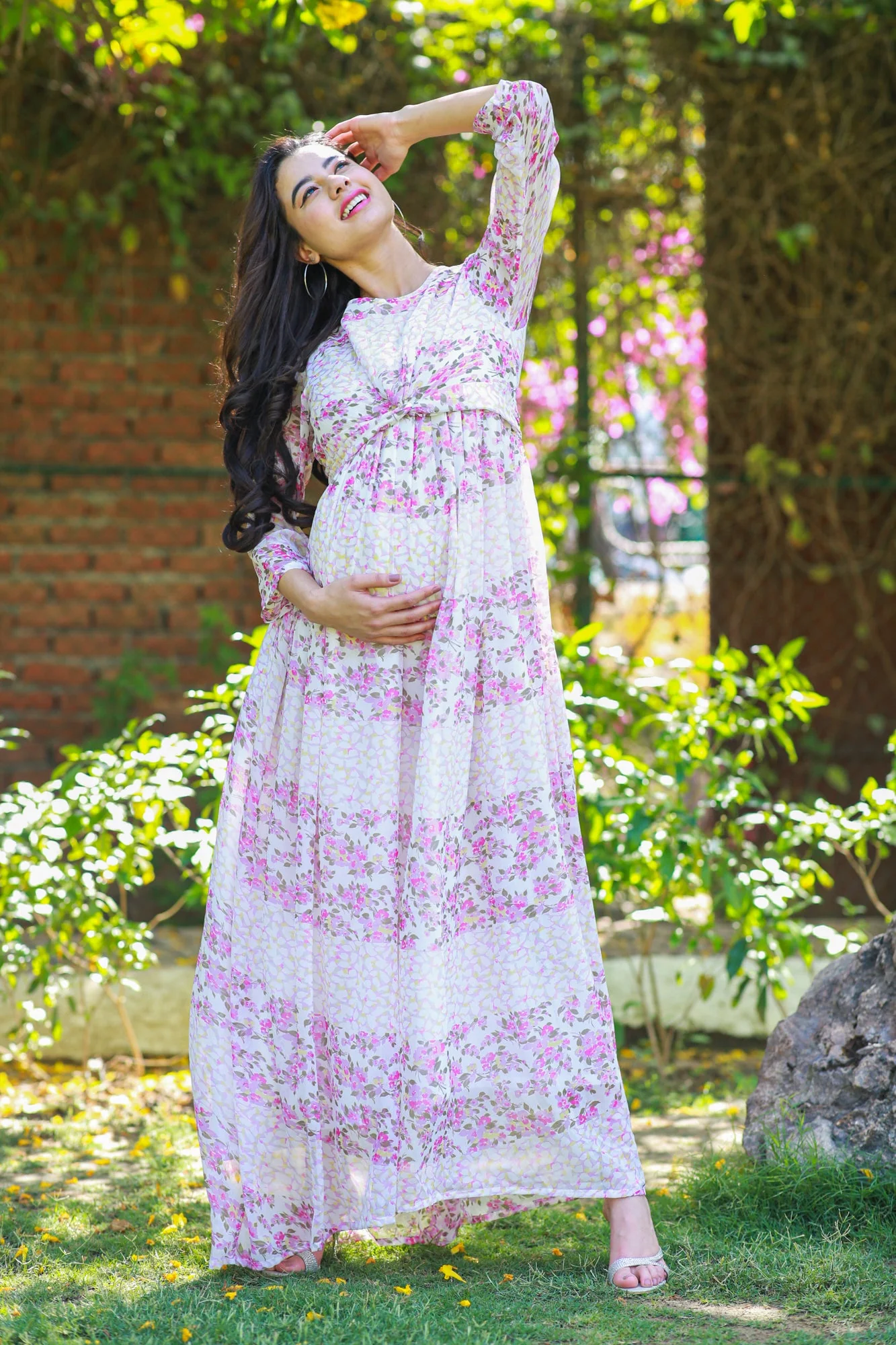 Luxe Rosy Pink Maternity Knot Dress - Chenance