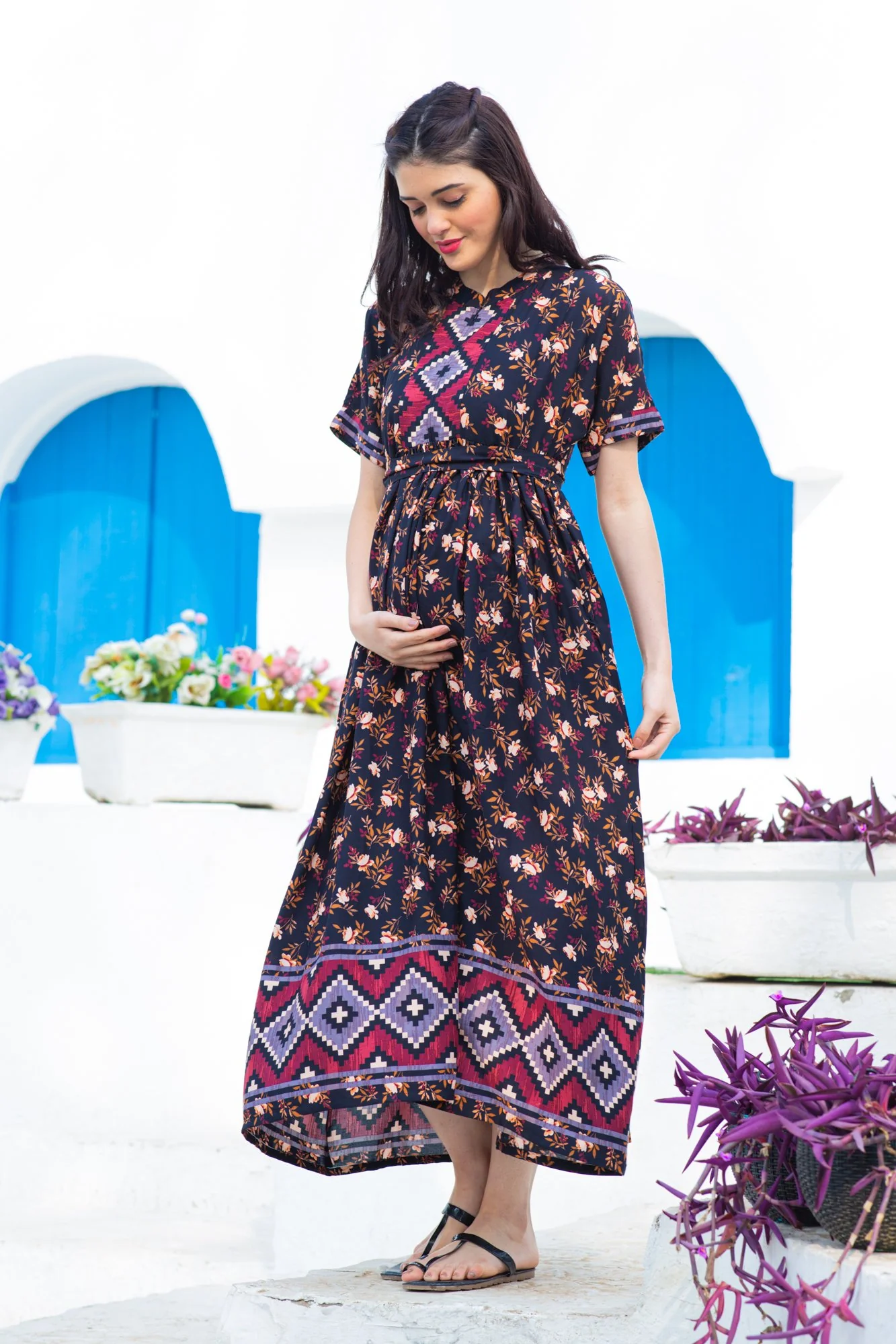 Jade Floral Maternity & Nursing Kurta Dress - Chenance