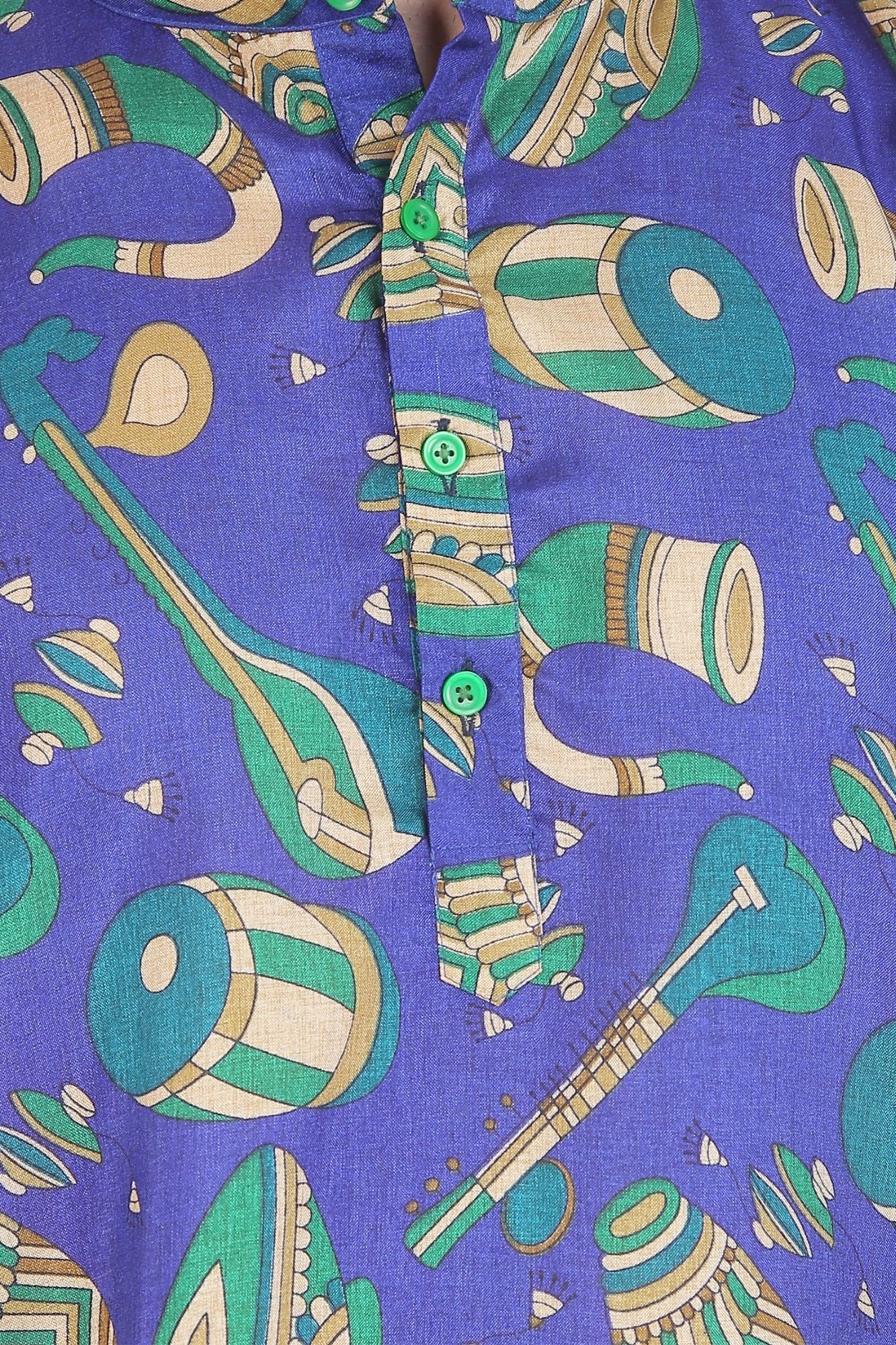 Men Musical Blue Silk Kurta - Chenance