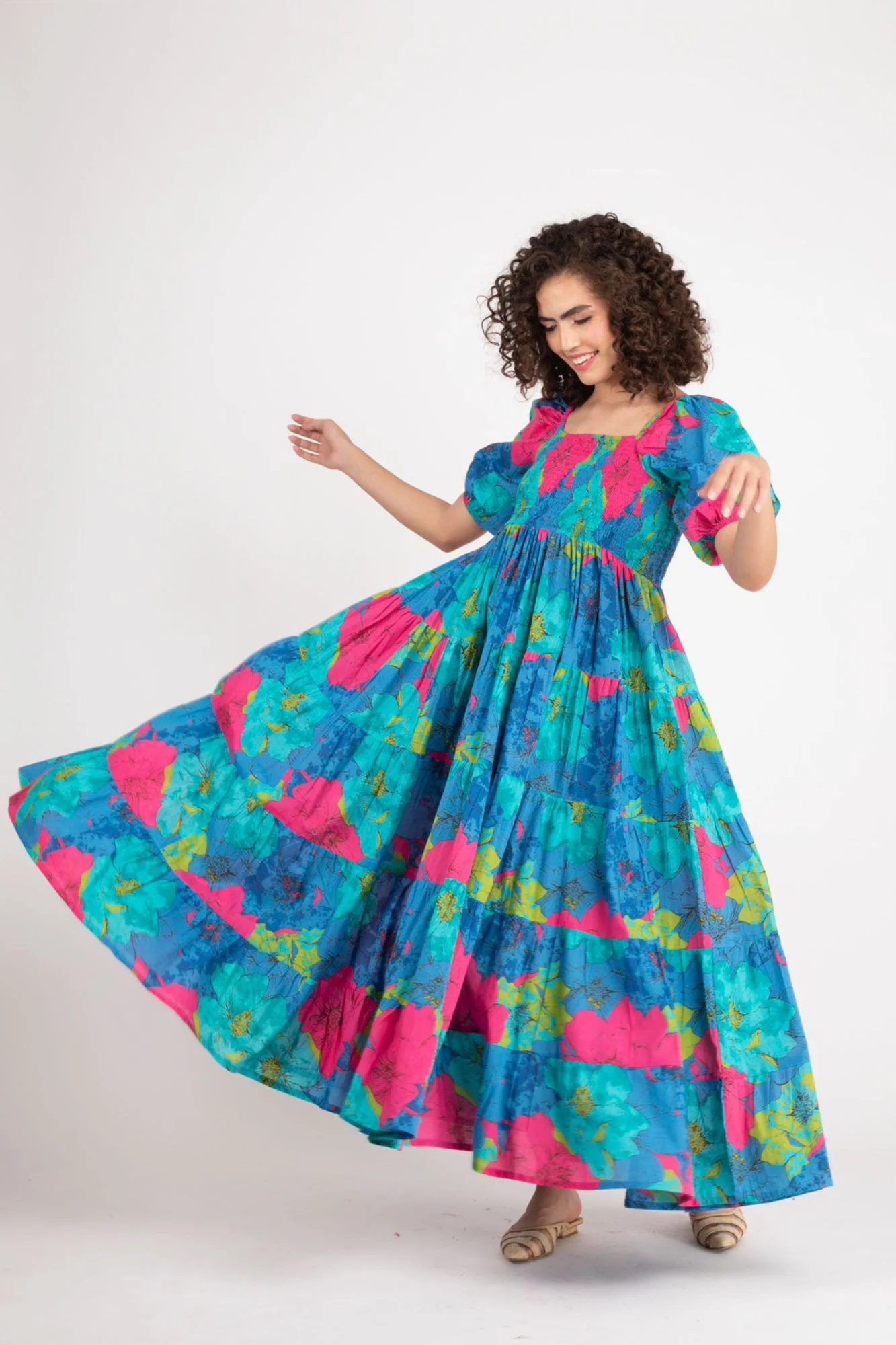 Breezy Sea Blue Maternity Dress (100% Cotton) - Chenance