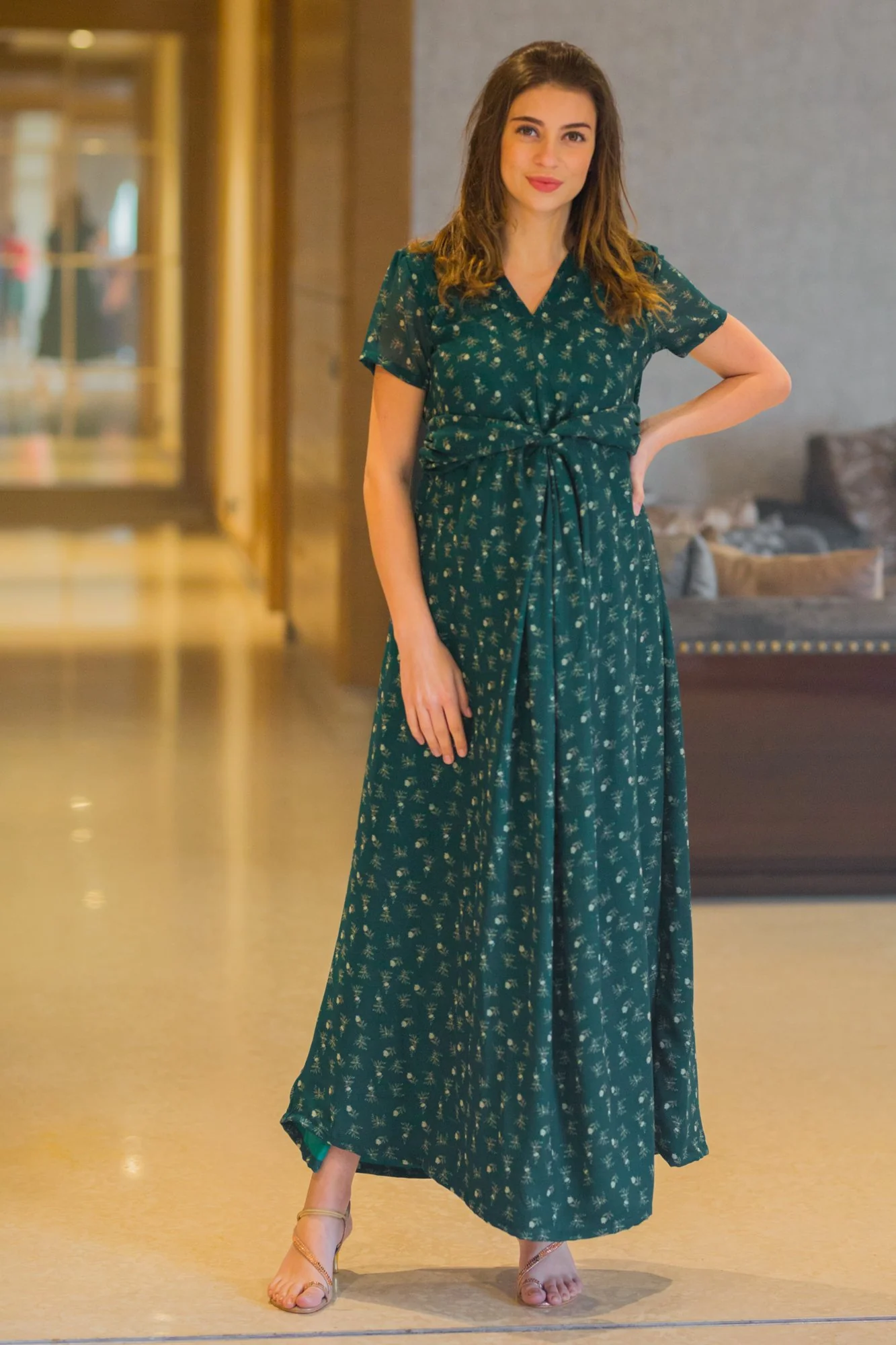 Jade Green Maternity Knot Dress - Chenance