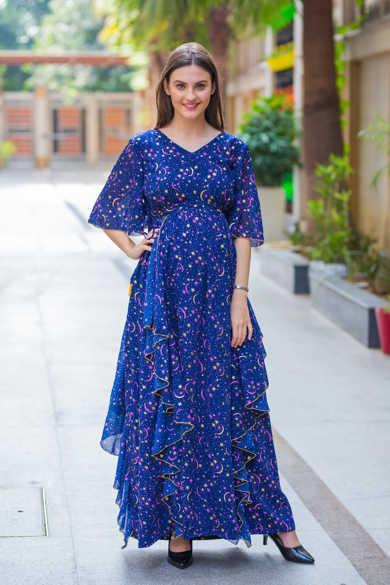 Luxe Milky Way Shimmer Maternity Flow Dress - Chenance