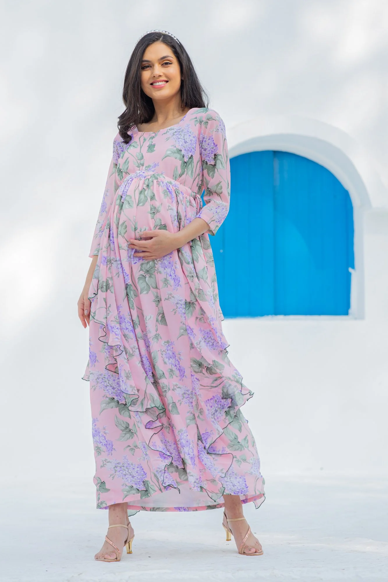 Serene Blossom Maternity & Nursing Flow Dress - Chenance
