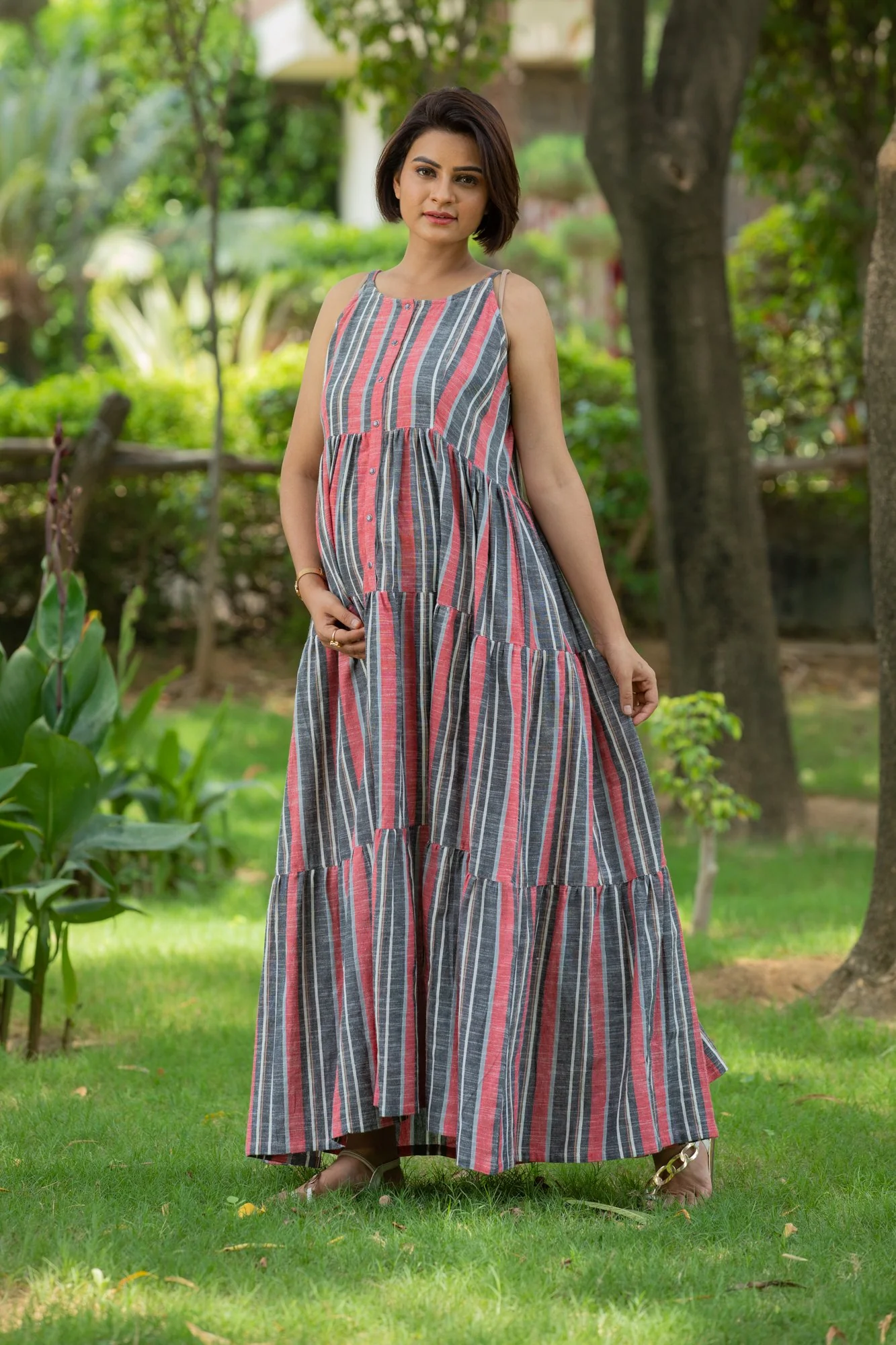 Boho Striped Maternity & Nursing Layer Dress - Chenance