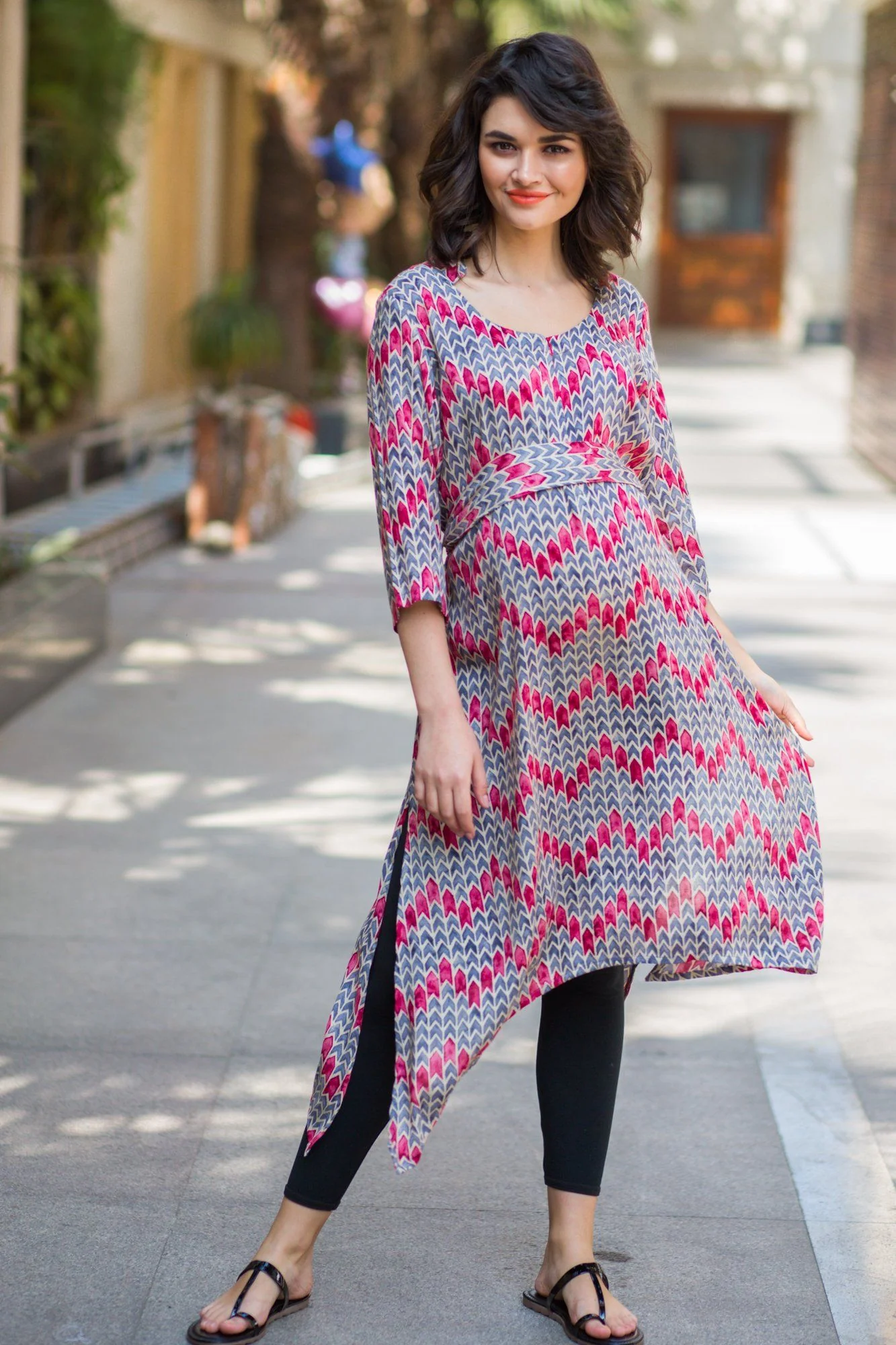 Orchid Zig Zag Maternity & Nursing Kurta - Chenance