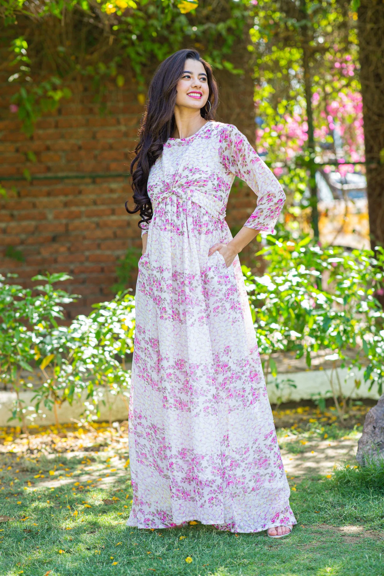 Luxe Rosy Pink Maternity Knot Dress - Chenance