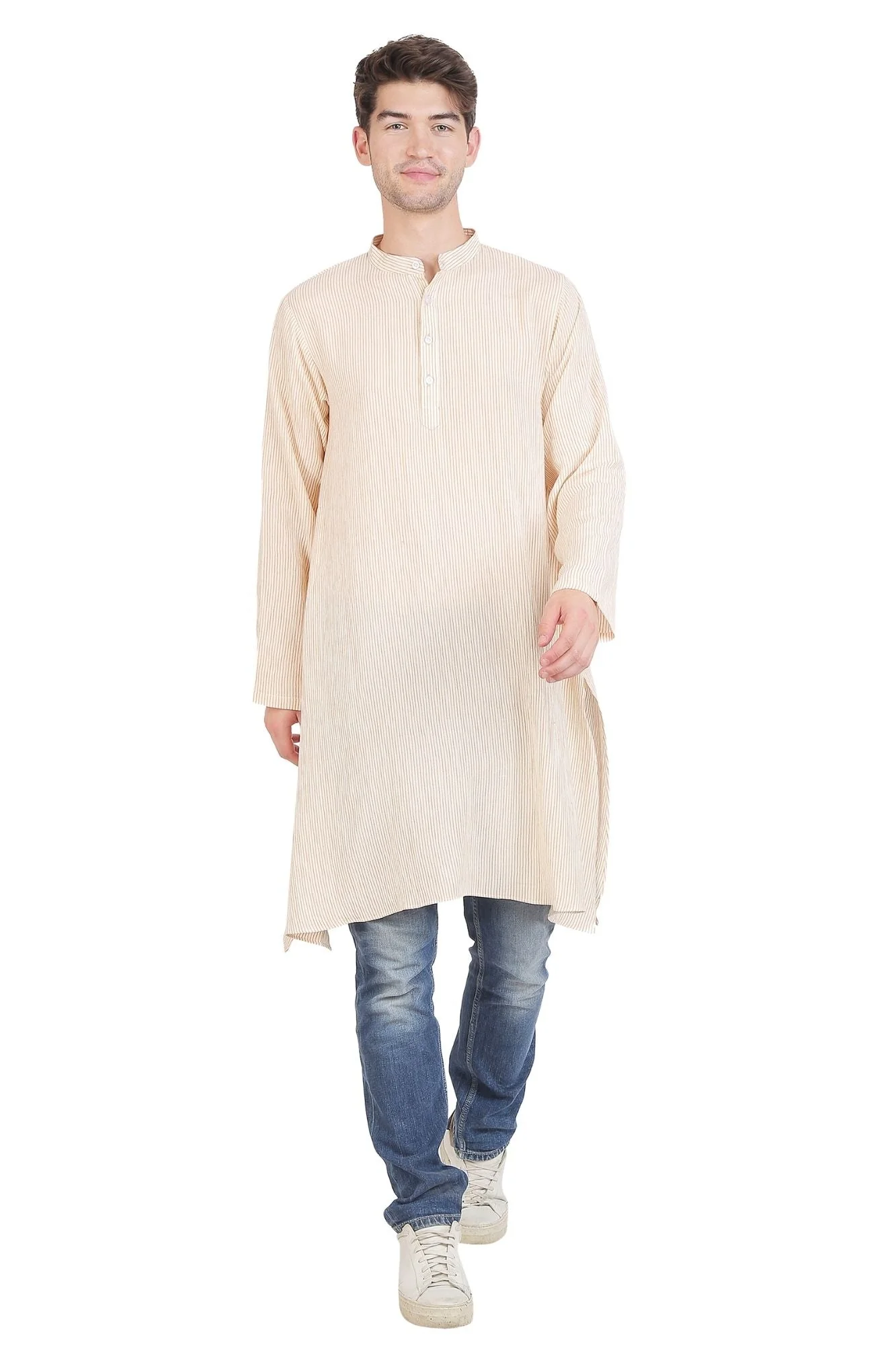 Men Ginger Striped Kurta - Chenance