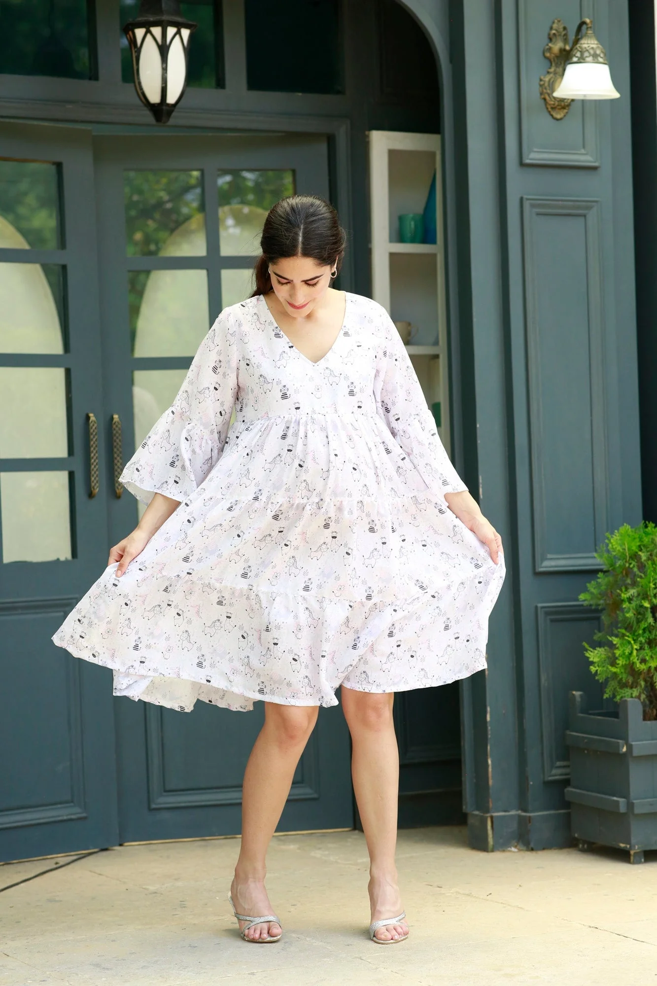 Lovable Cheeky Maternity & Nursing Frill Dress - Chenance