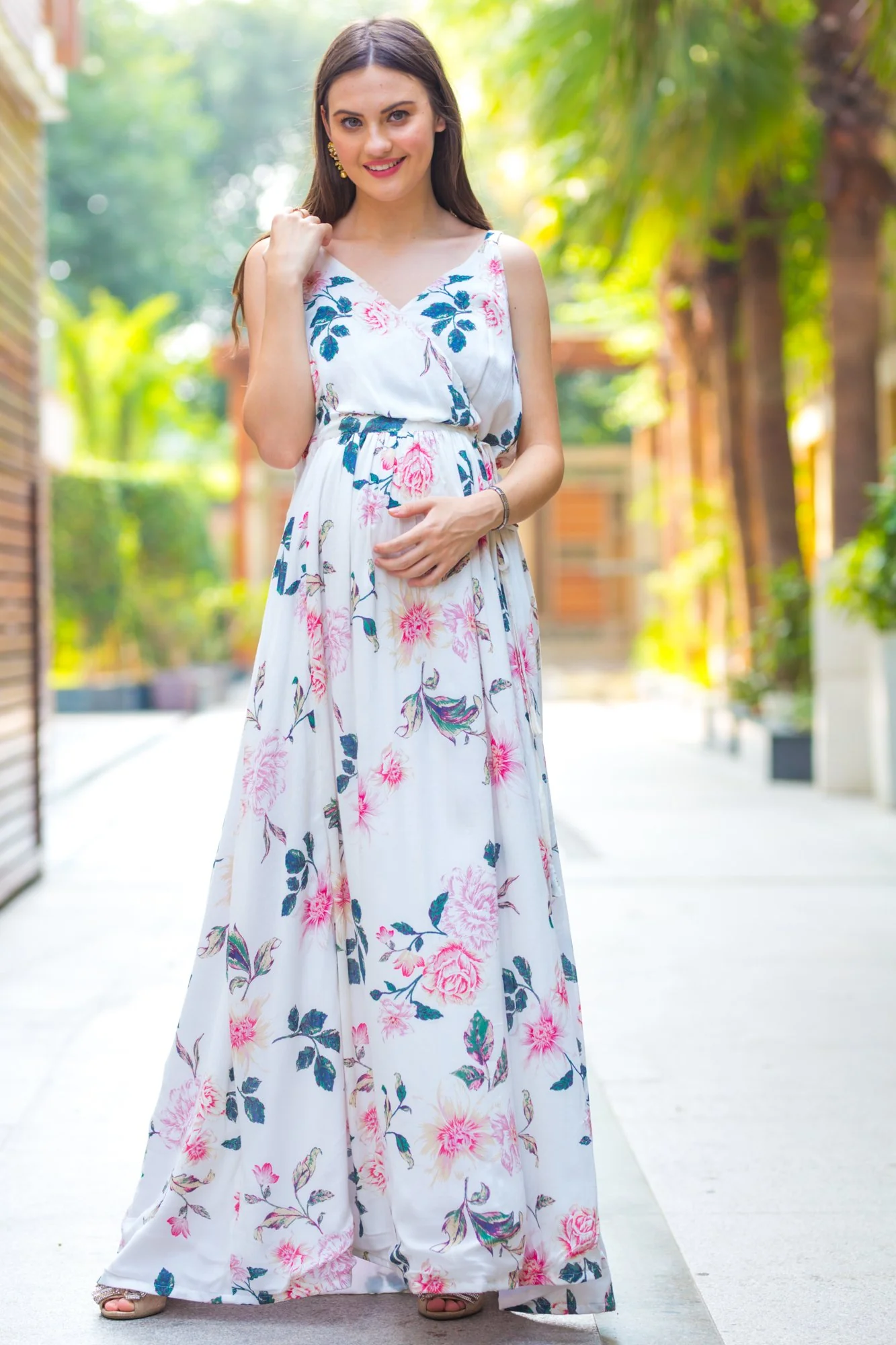 Calming White Maternity & Nursing Dress - Chenance
