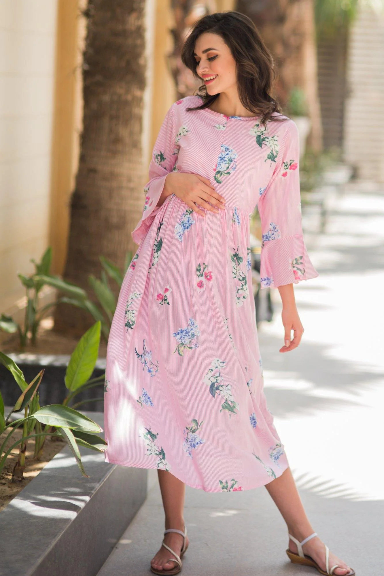 Scarlet Striped Boho Maternity & Nursing Dress - Chenance