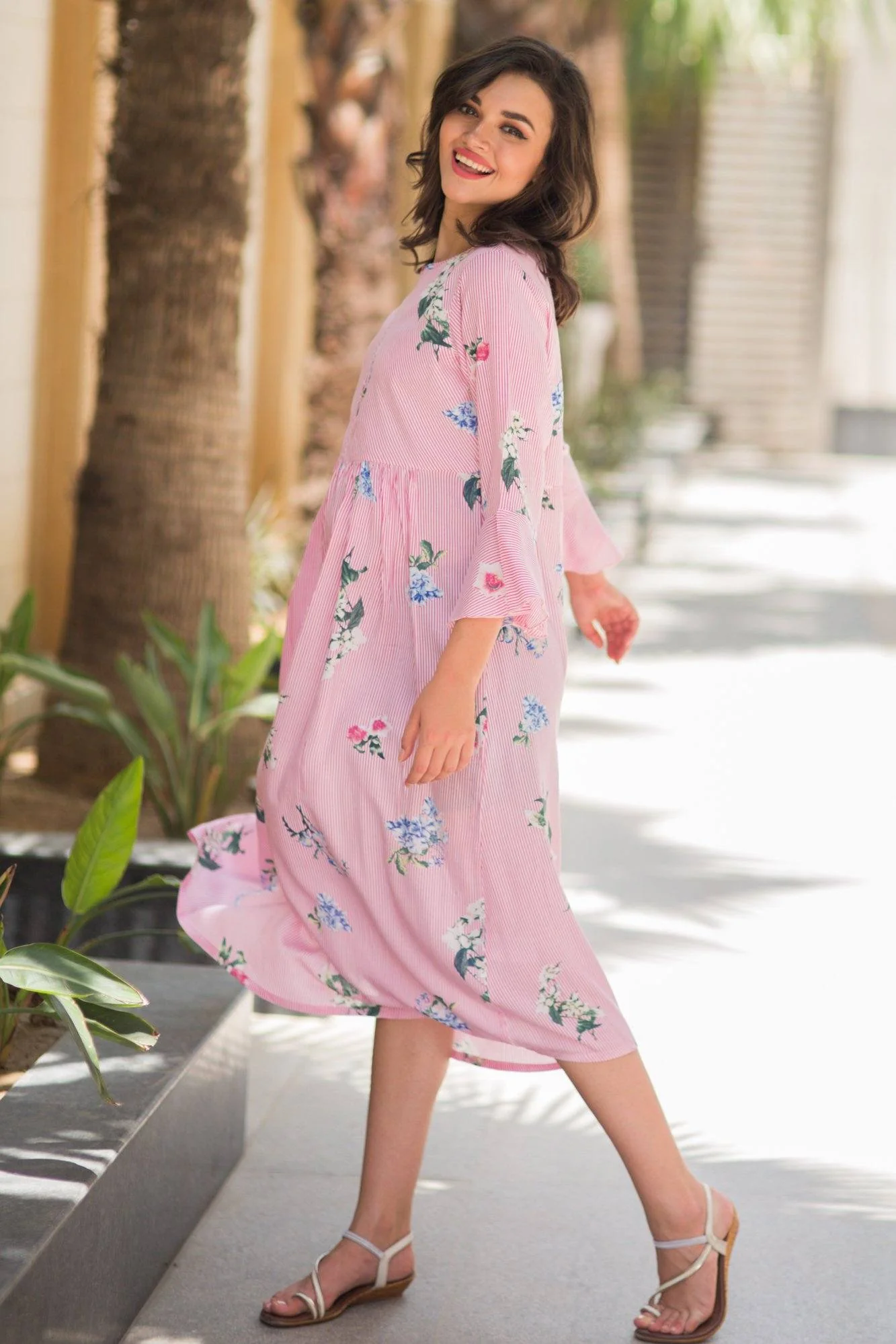 Scarlet Striped Boho Maternity & Nursing Dress - Chenance