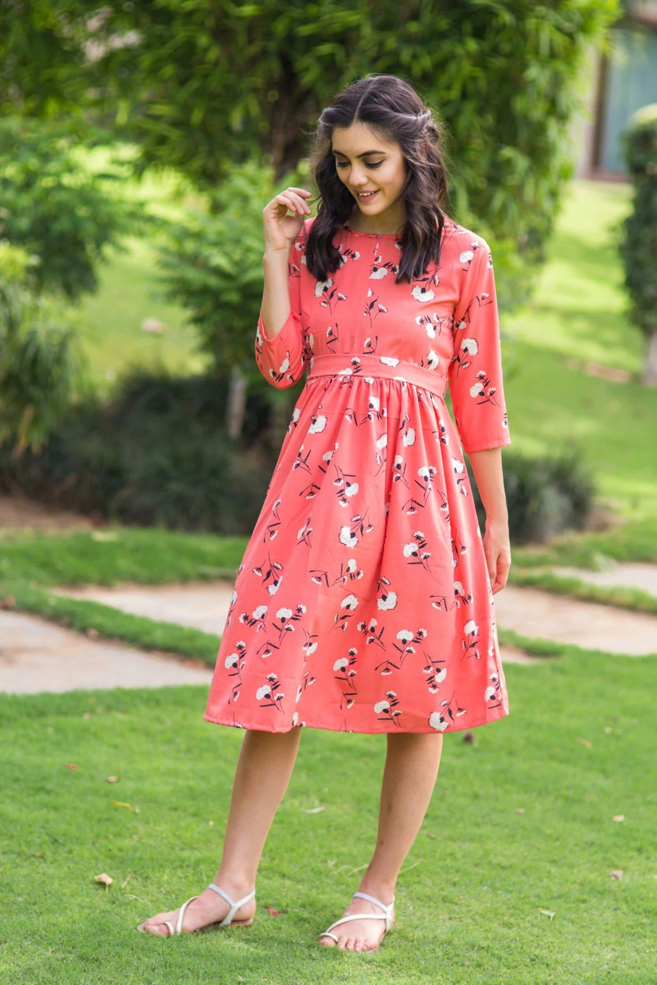 Happy Peach Maternity & Nursing Dress - Chenance