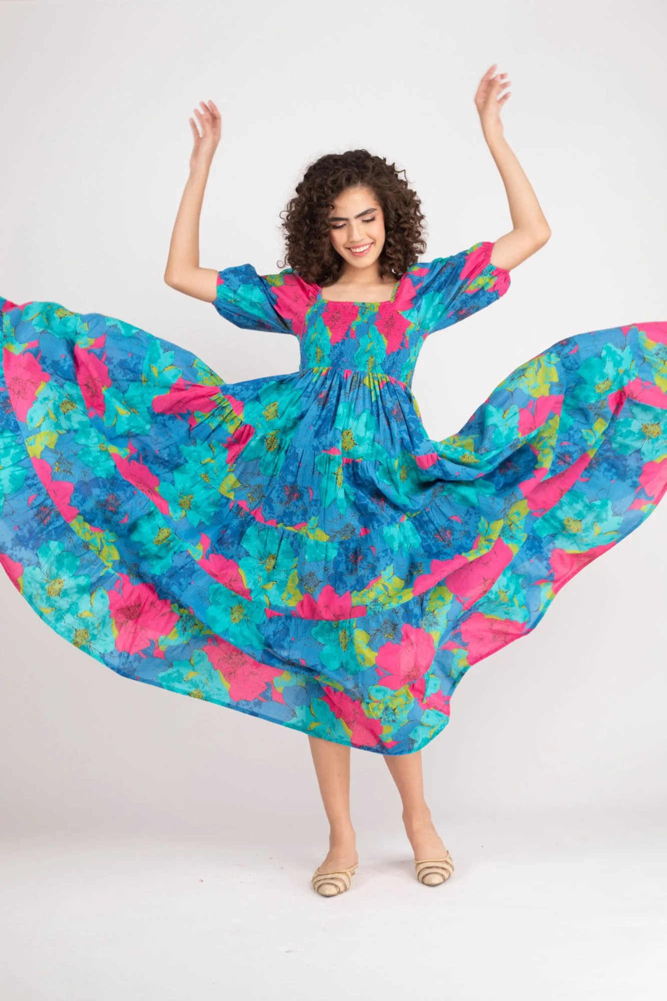 Breezy Sea Blue Maternity Dress (100% Cotton) - Chenance