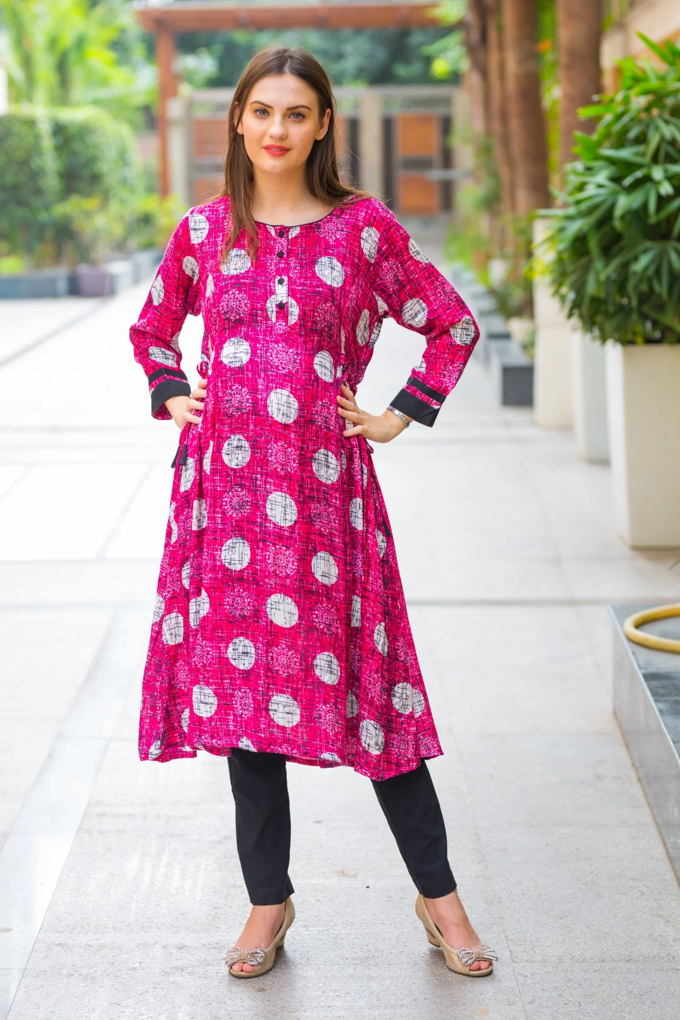 Burgundy Geometrical Maternity & Nursing Kurta - Chenance
