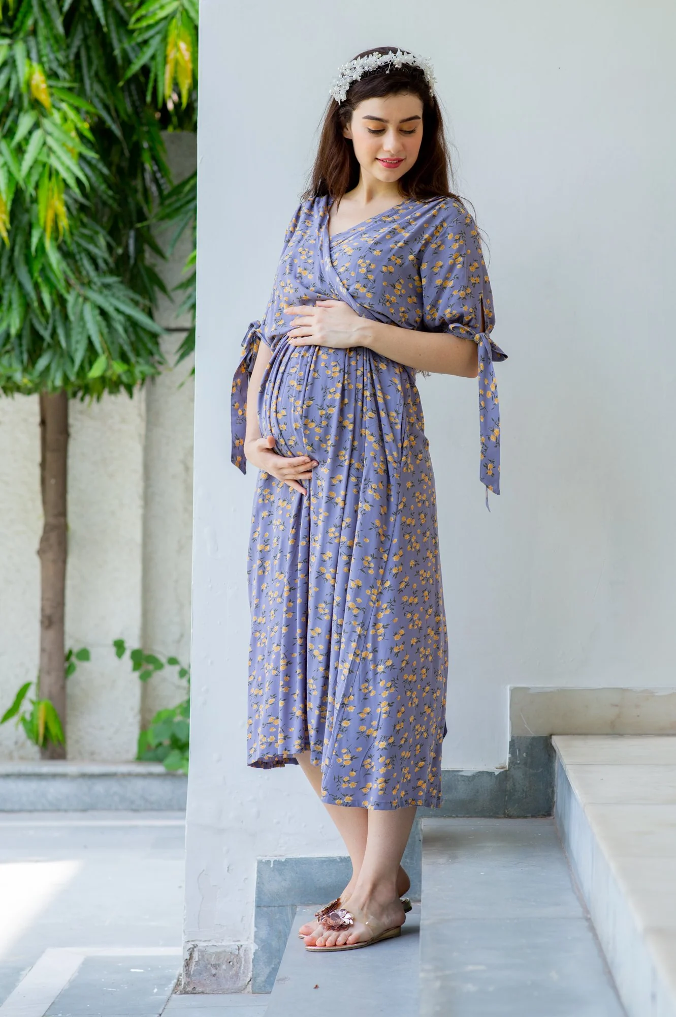Mulberry Maternity & Nursing Midi Wrap Dress - Chenance
