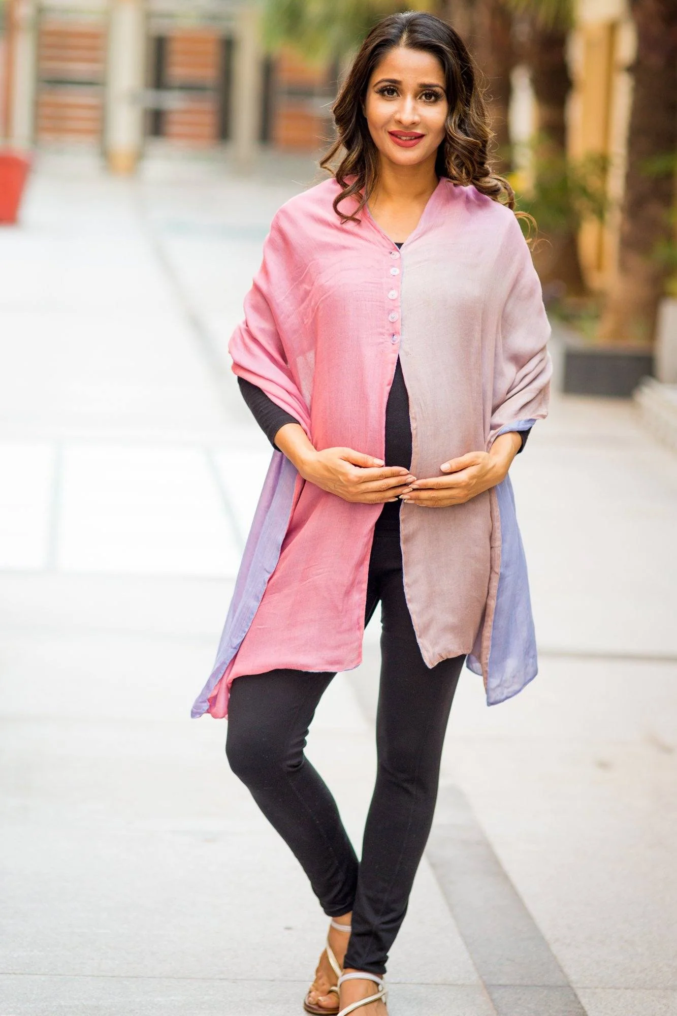 2 in 1 Double Sided Pink Pastel Ombre Modal Nursing Stole - Chenance