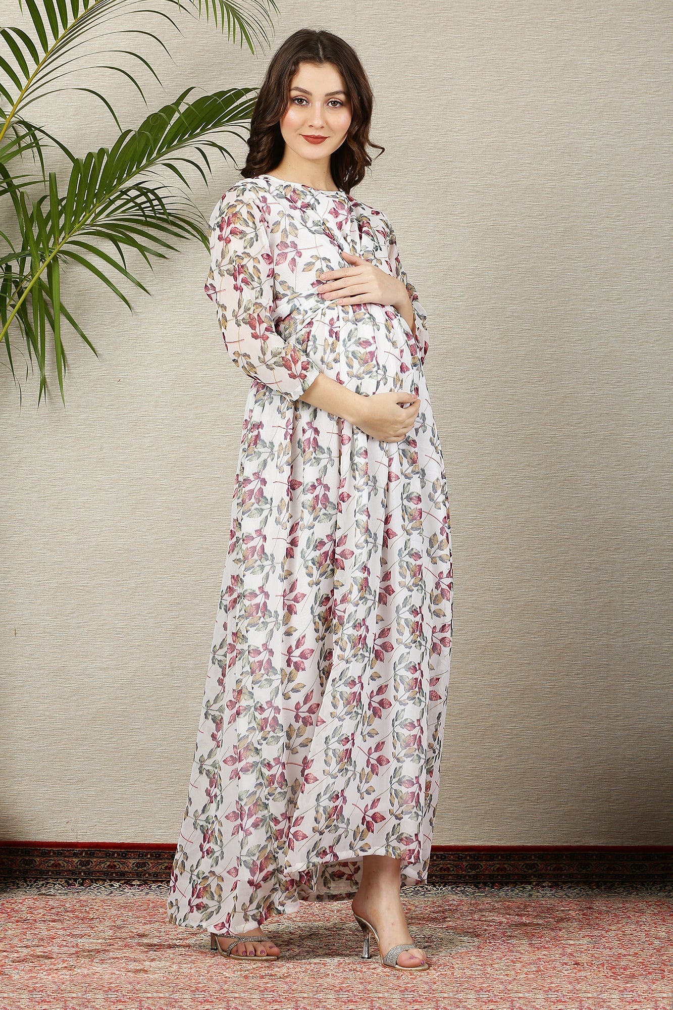 Pristine White Tropical Maternity Knot Dress - Chenance