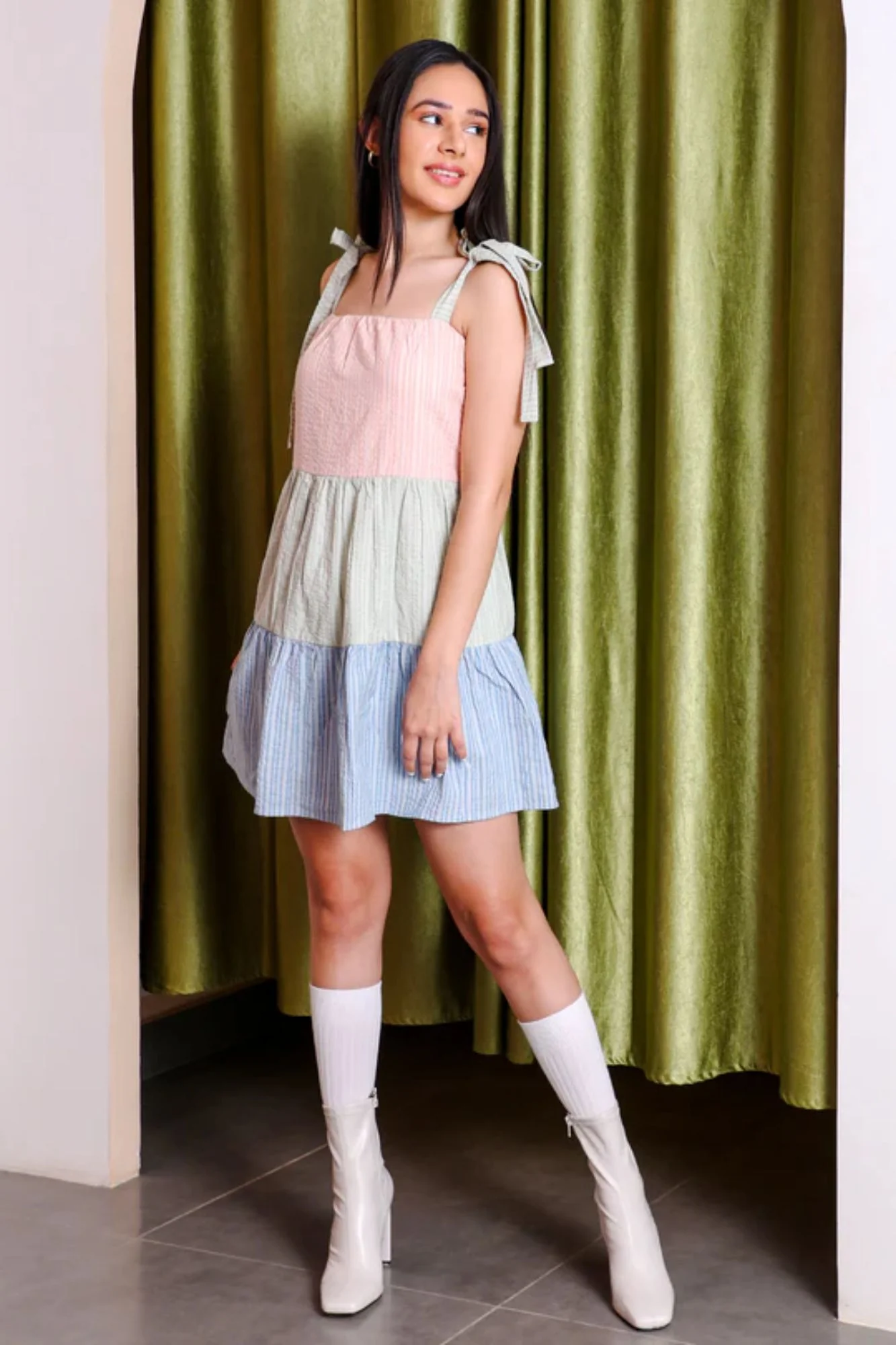 Casata Maternity Tiered Dress (100% Cotton) - Chenance