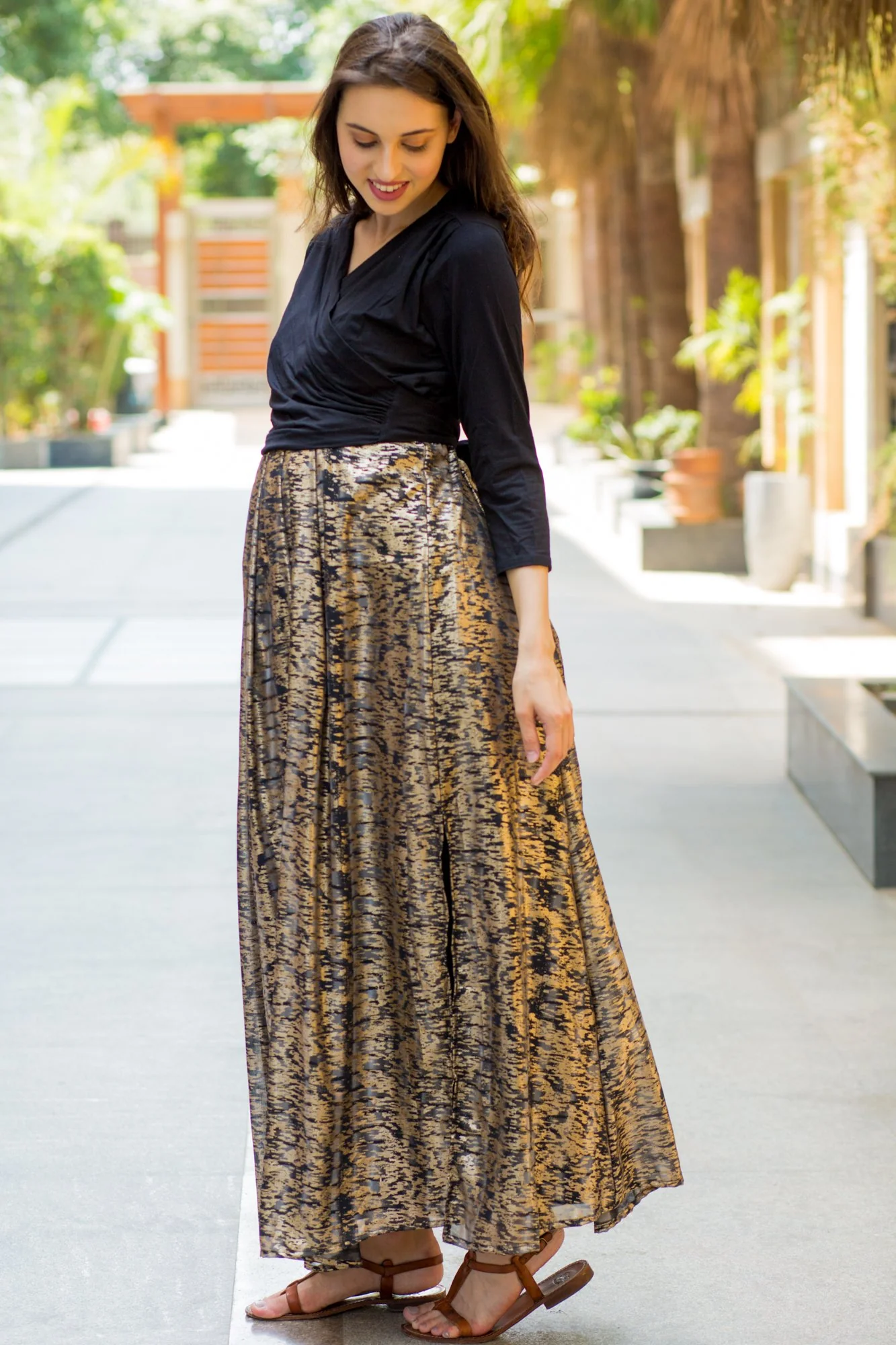 Luxe Gold Maternity & Nursing Wrap Dress - Chenance