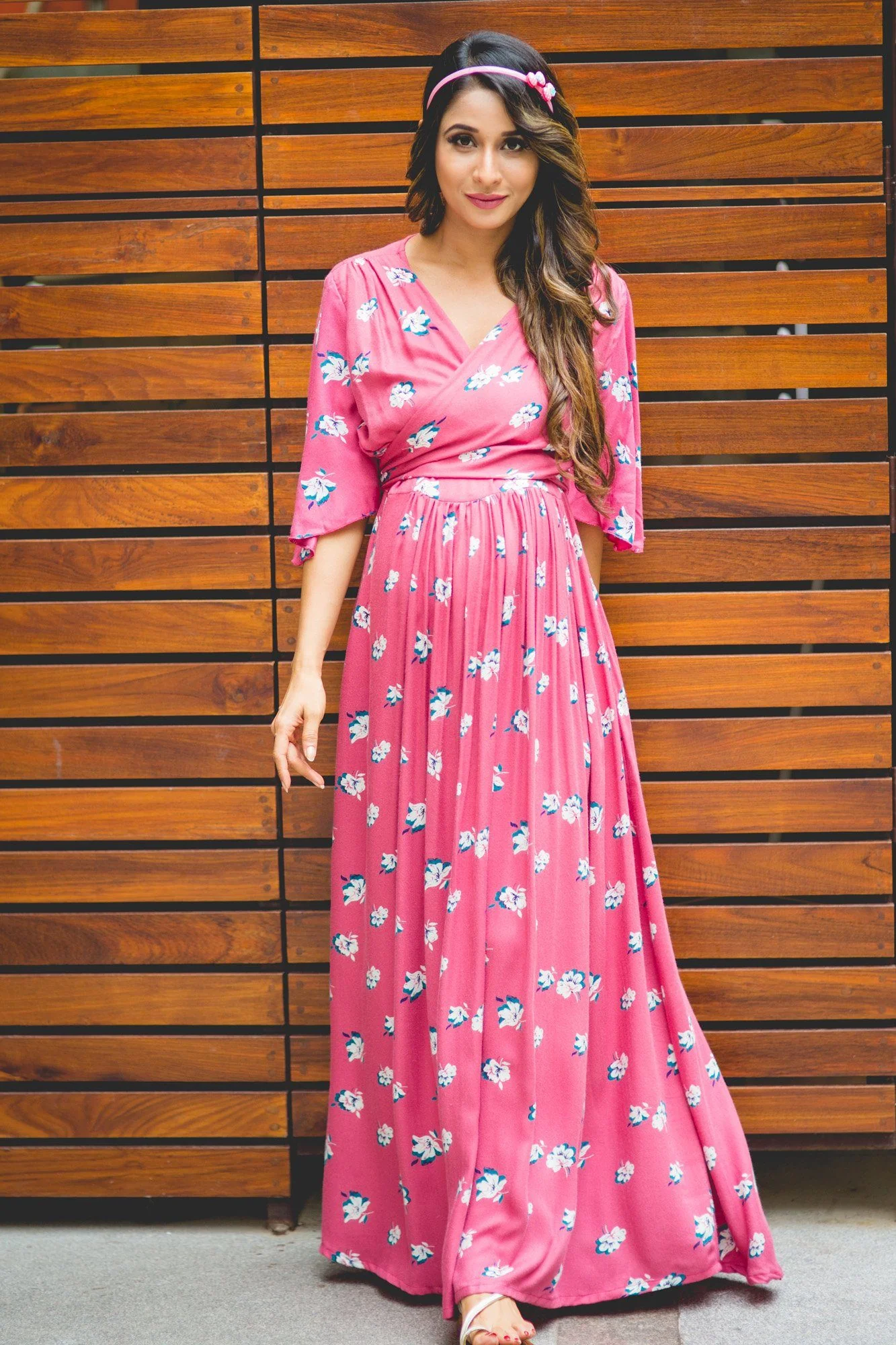 Pink Glow Lilly Maternity & Nursing Wrap Dress - Chenance