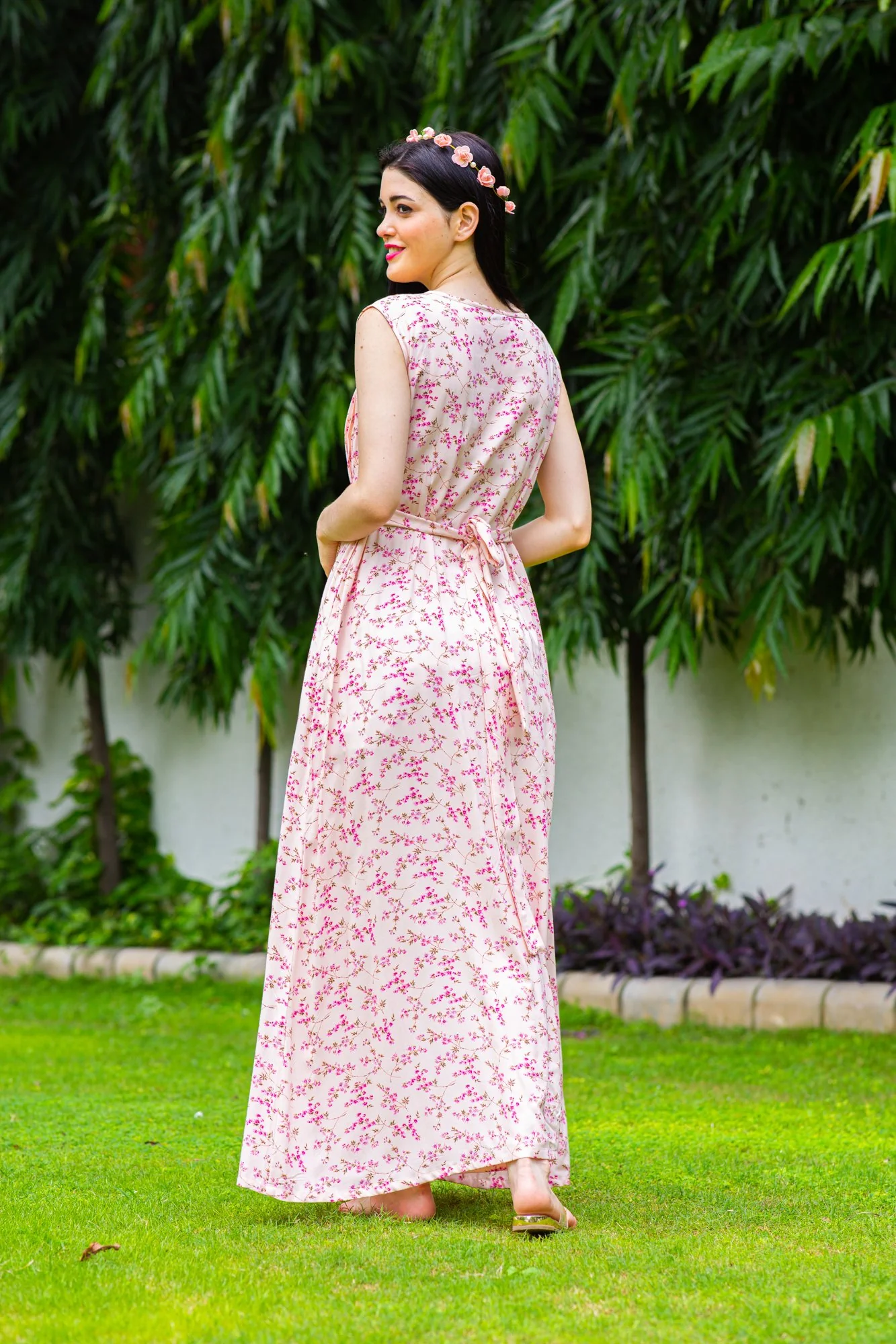 Toffee Pink Concealed Zips Maternity & Nursing Dress - Chenance