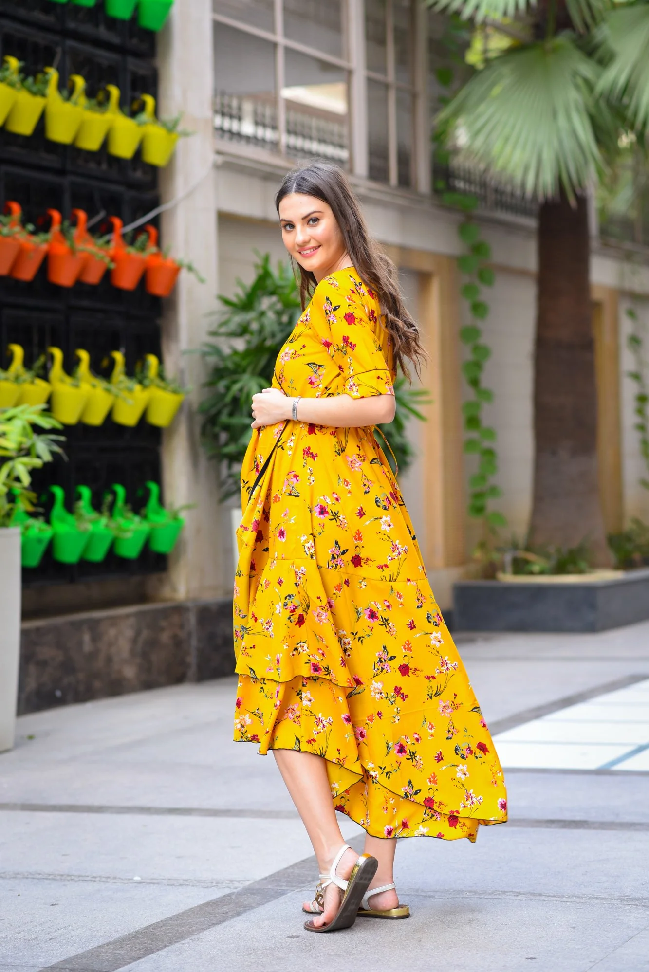 Happy Floral Maternity & Nursing Flair Dress - Chenance