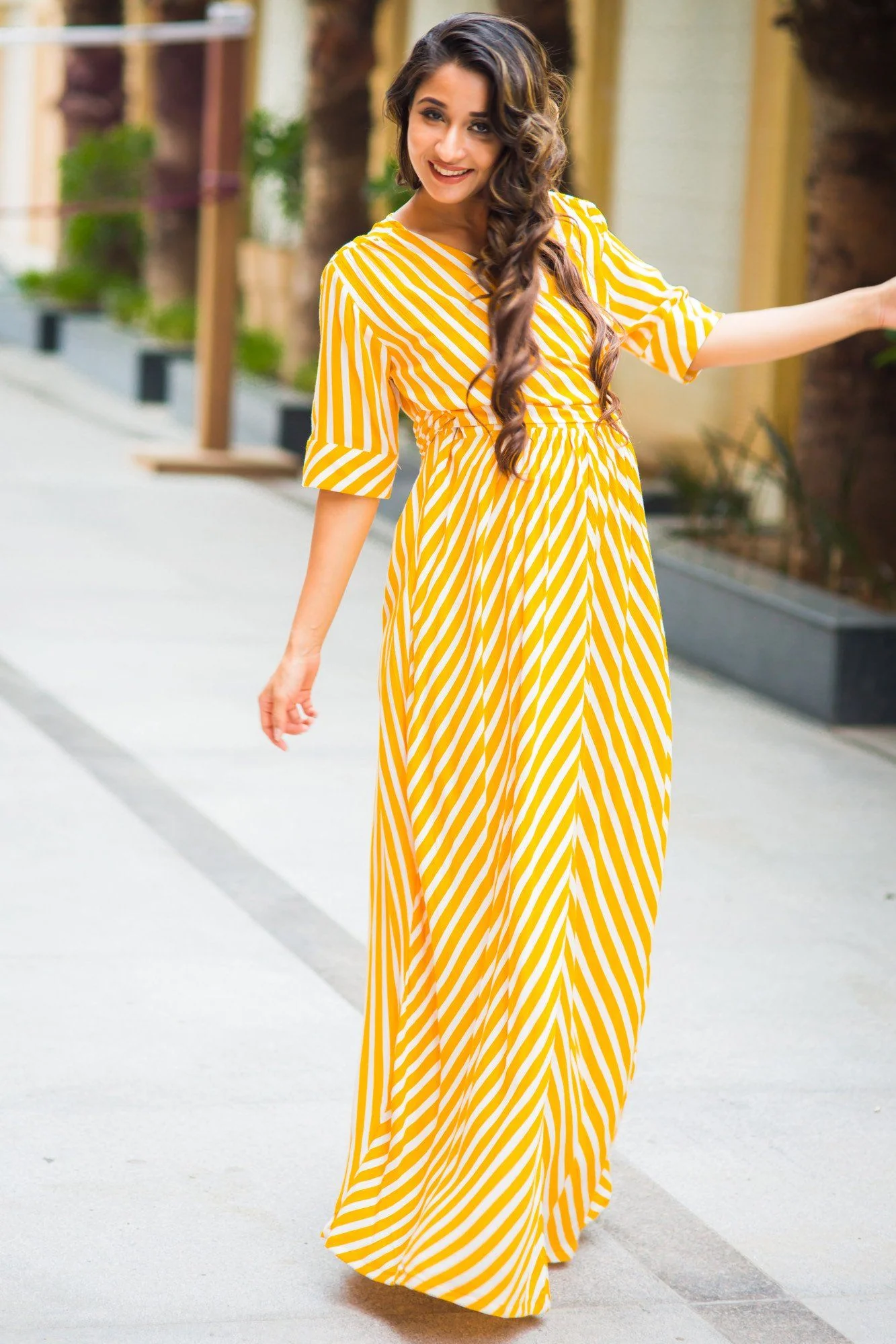 Tuscany Sun Striped Maternity & Nursing Wrap Dress - Chenance
