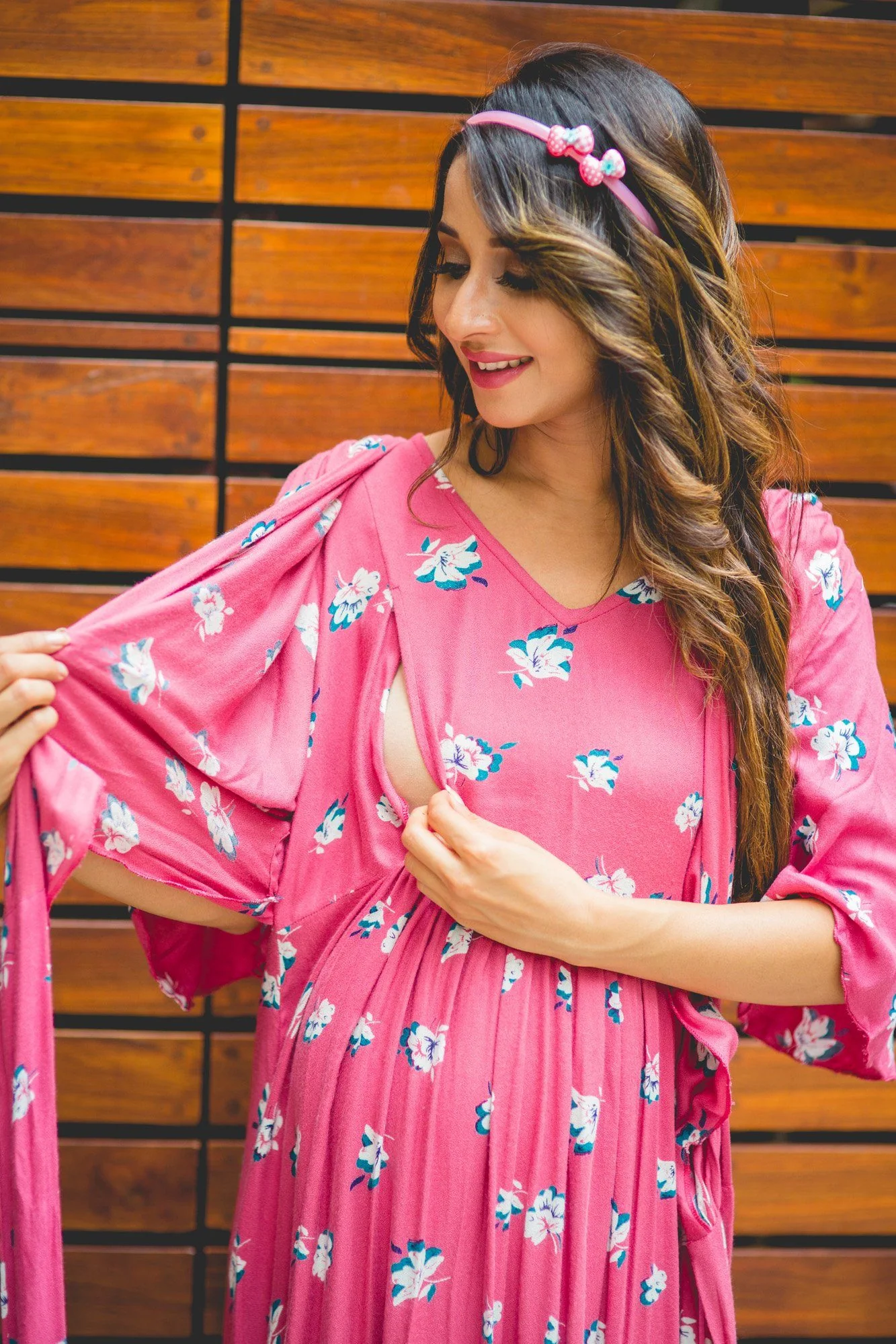 Pink Glow Lilly Maternity & Nursing Wrap Dress - Chenance