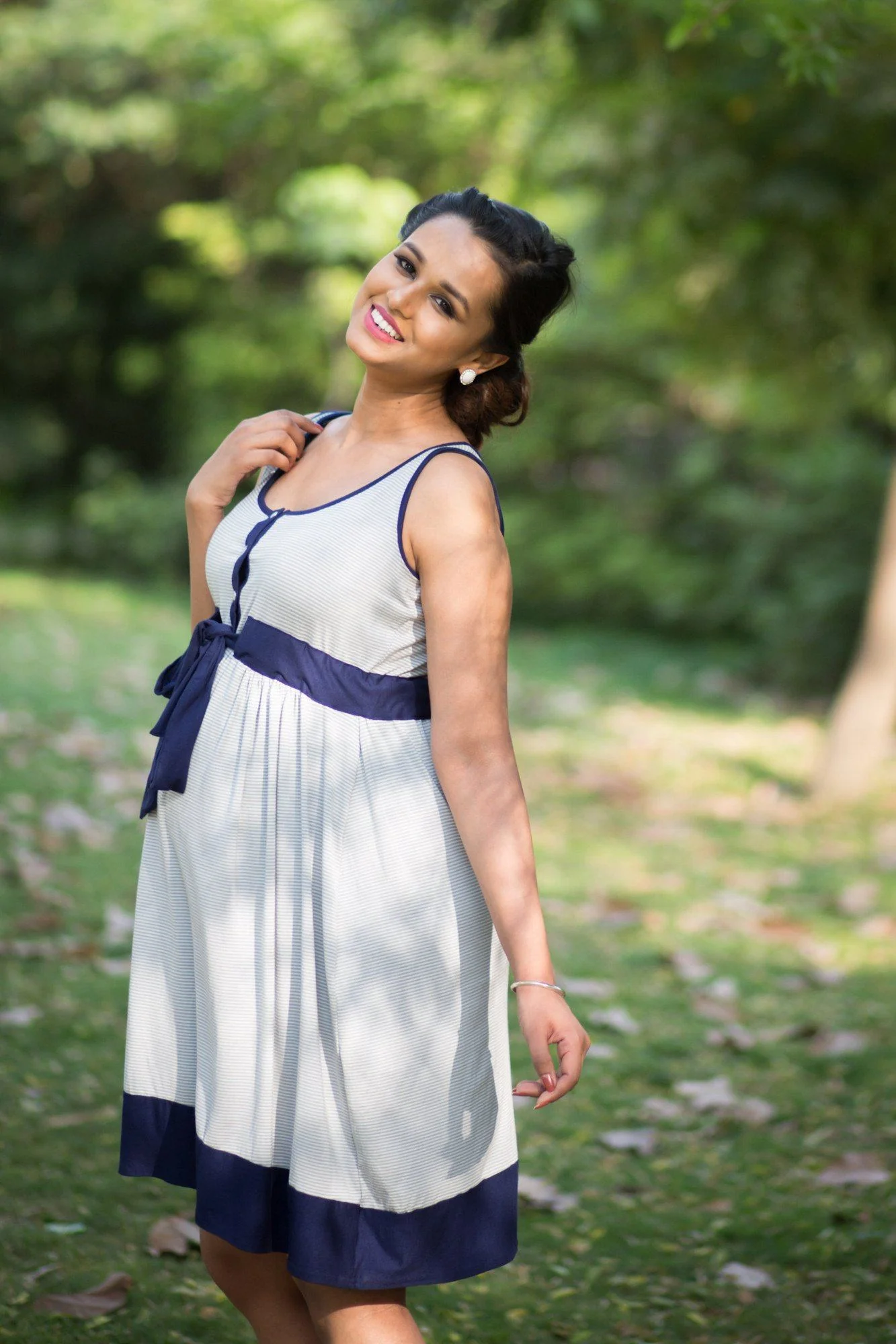 Striped Swing Nursing Dress - Chenance