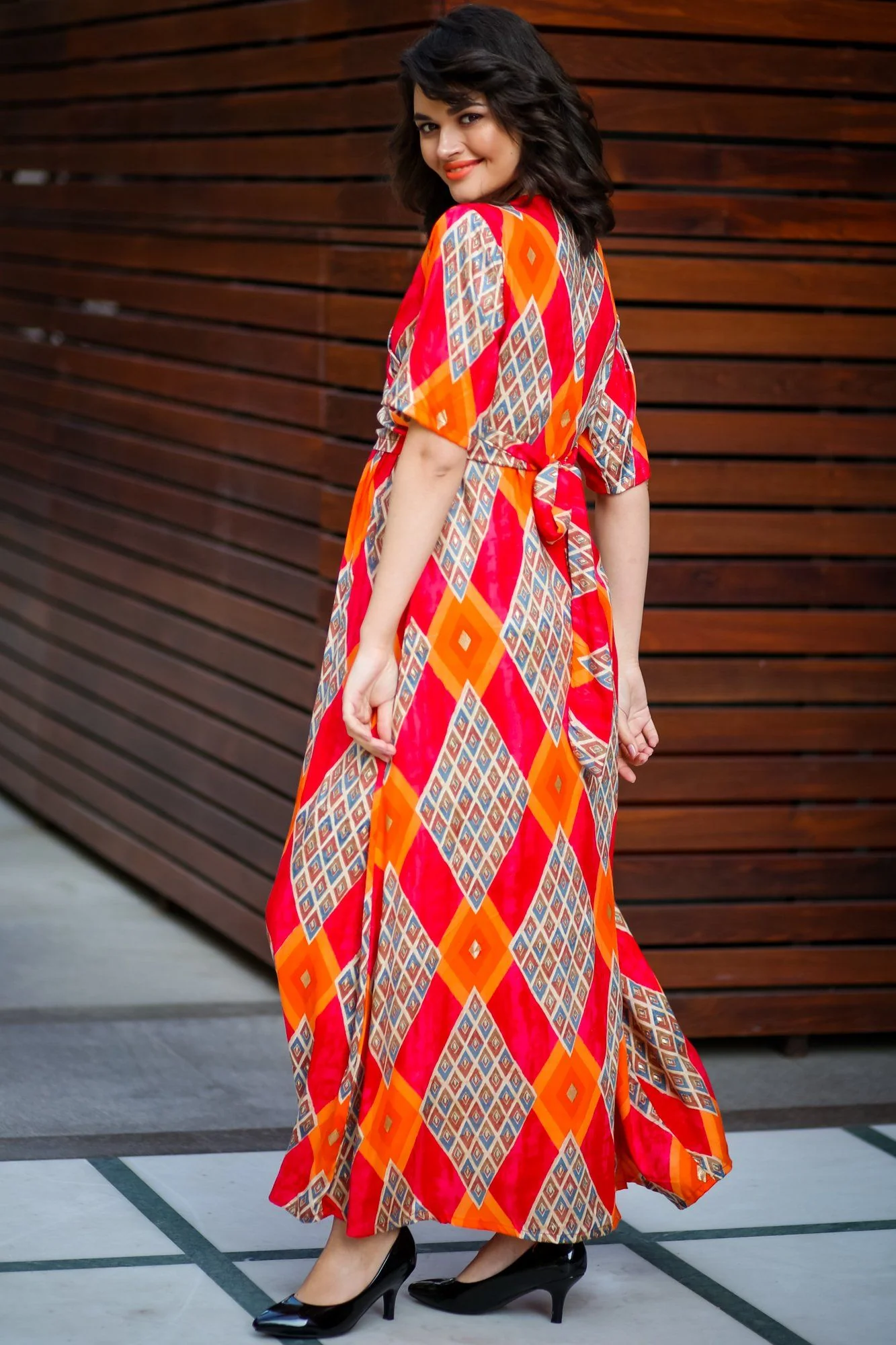 Trinity Orange Maternity & Nursing Wrap Dress - Chenance